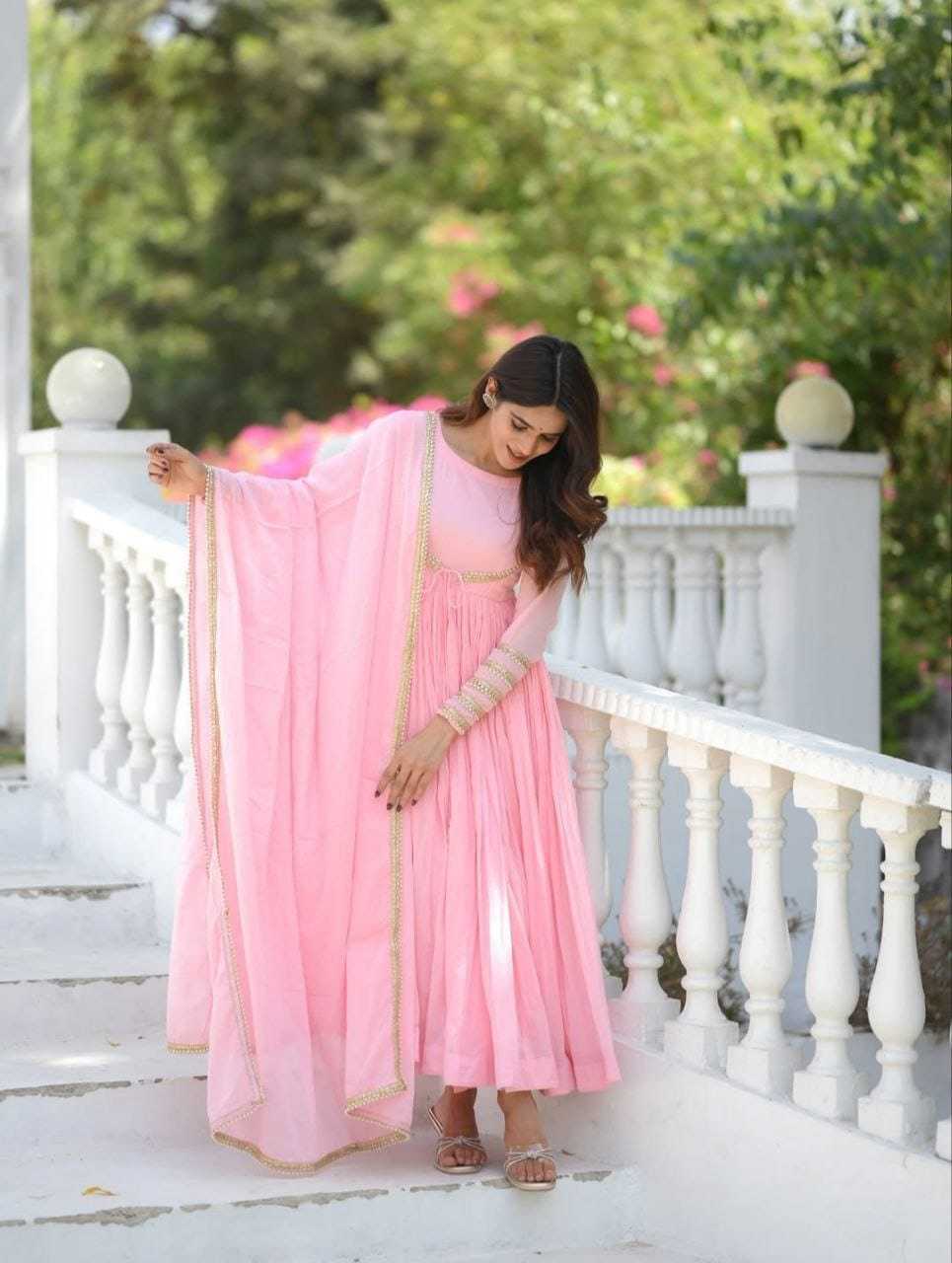 Ynf Georgette RIN157 2131 Gowns Plus Size Collections Wholesale Anarkali Gown Georgette Gown Pink Gown Manufacturer- Kapda Export
