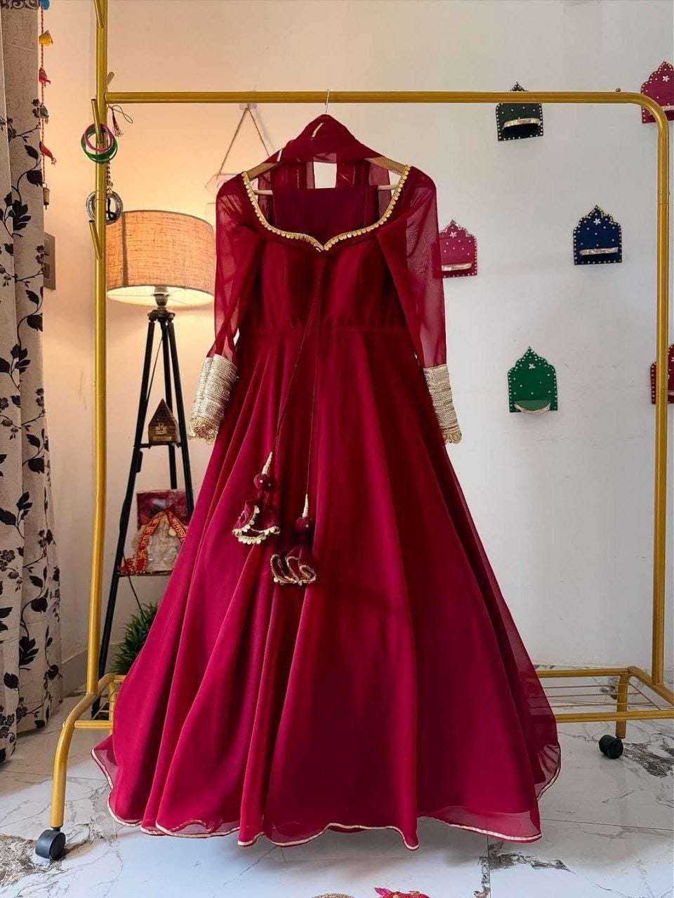 Ynf Georgette RIN157 2135 Gowns Plus Size Collections Wholesale Party Gowns Georgette Gown Red Gown Manufacturer- Kapda Export
