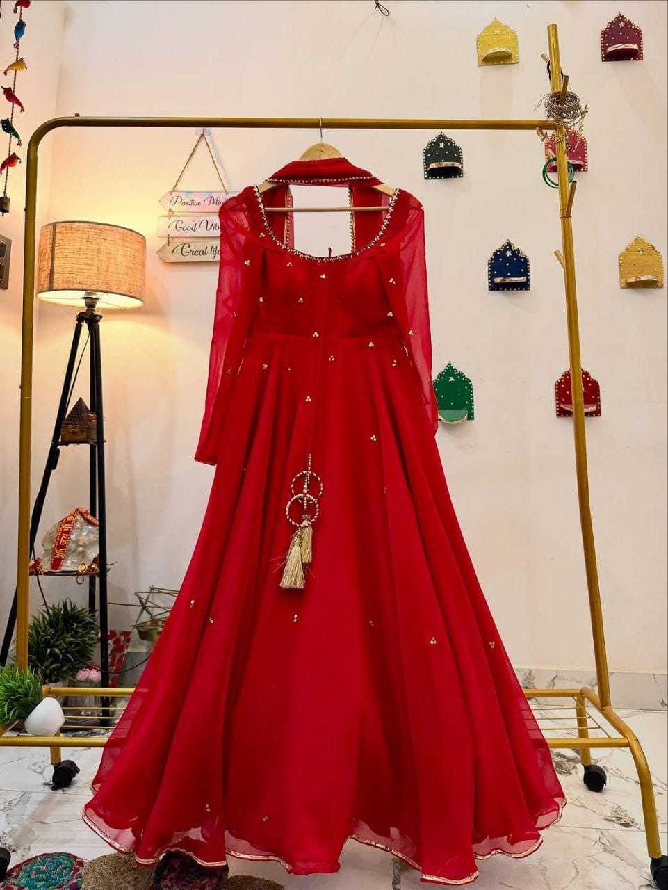 Ynf Georgette RIN157 2145 Gowns Plus Size Collections Wholesale Georgette Gown Designer Gowns Red Gown Manufacturer- Kapda Export