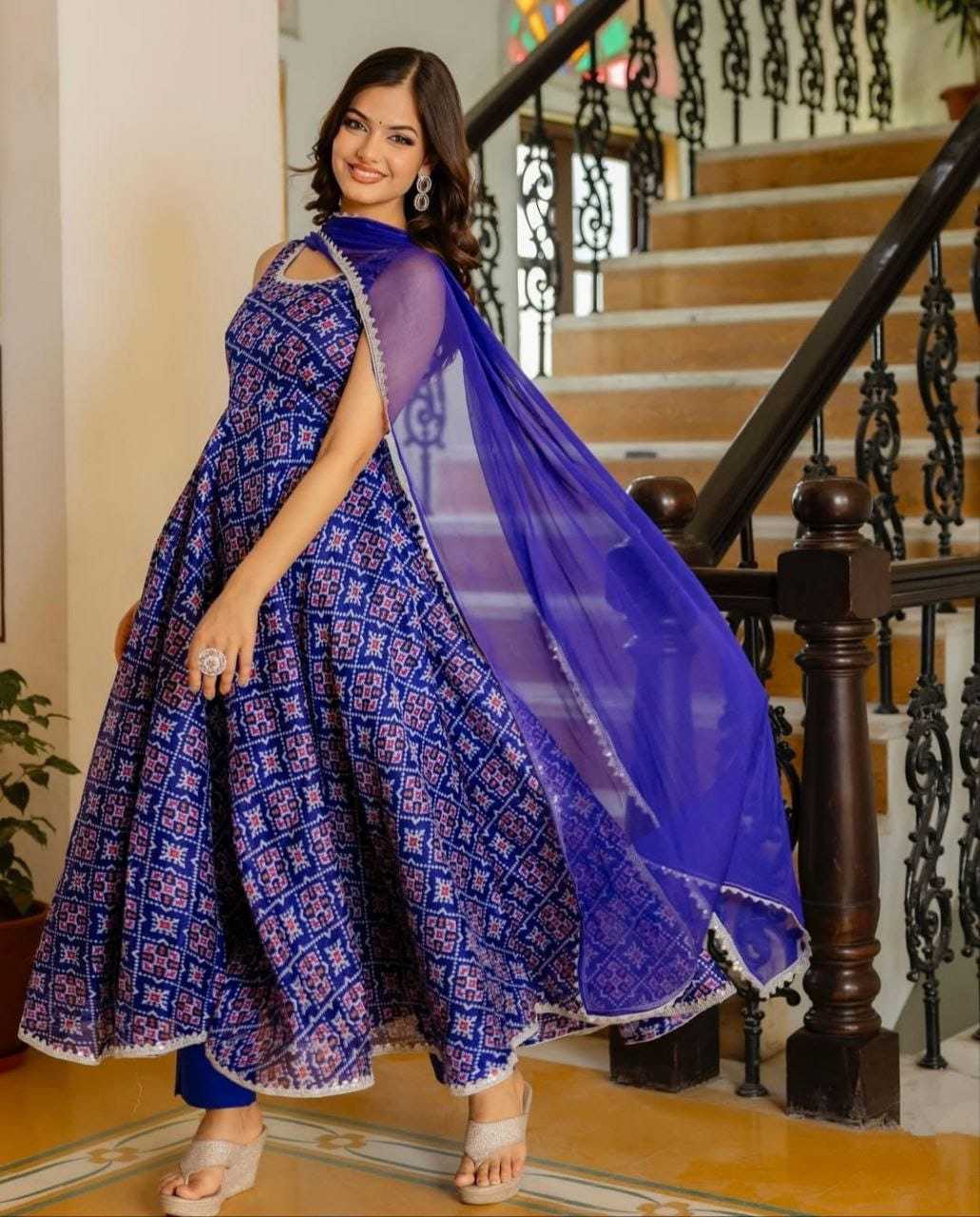 Ynf Georgette RIN157 217 Gowns Plus Size Collections Wholesale Party Gowns Georgette Gown Blue Gown Manufacturer- Kapda Export