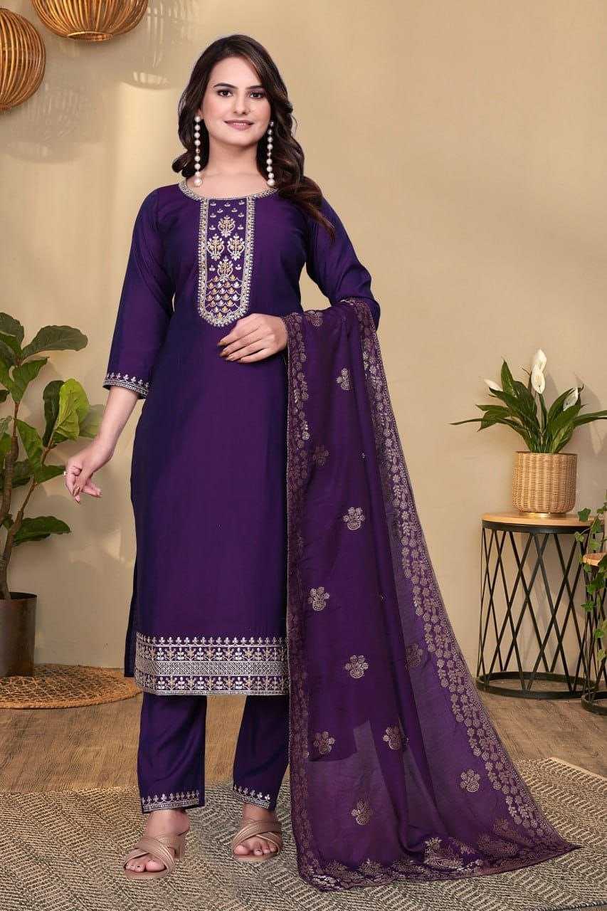 Ynf Heavy Roman Silk KESH517 H10 Kurti Wholesale Kurti Bottom With Dupatta Embroidered Kurtis Round Neck Kurtis Manufacturer- Kapda Export