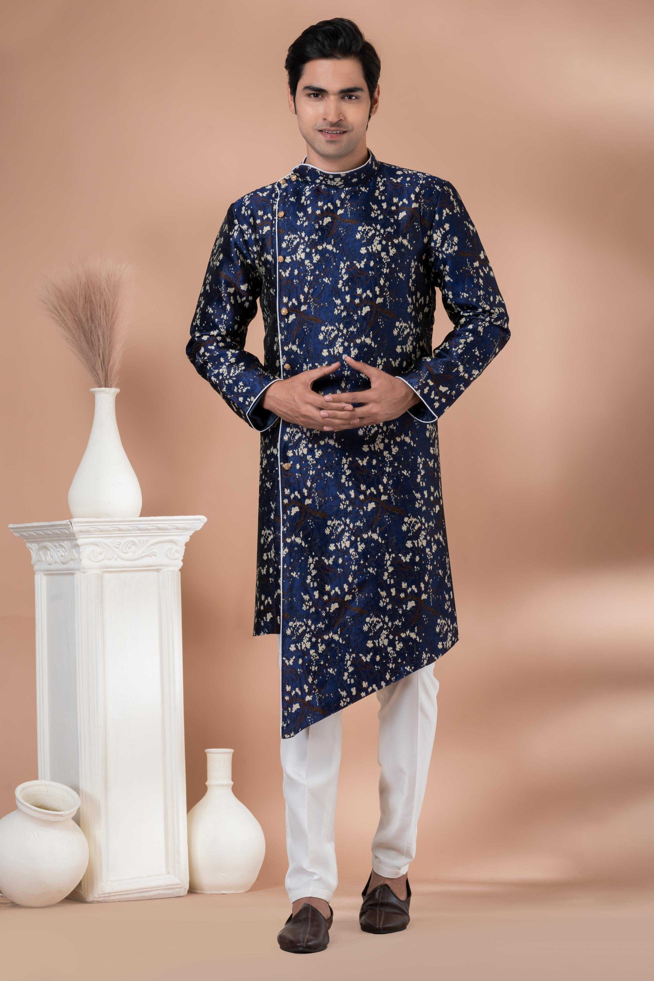 Ynf Jequard Silk RIN223 1709 Mens Wear Wholesale Kurta Set with Jacket Designer Ethnic Set Indo Western Manufacturer- Kapda Export
