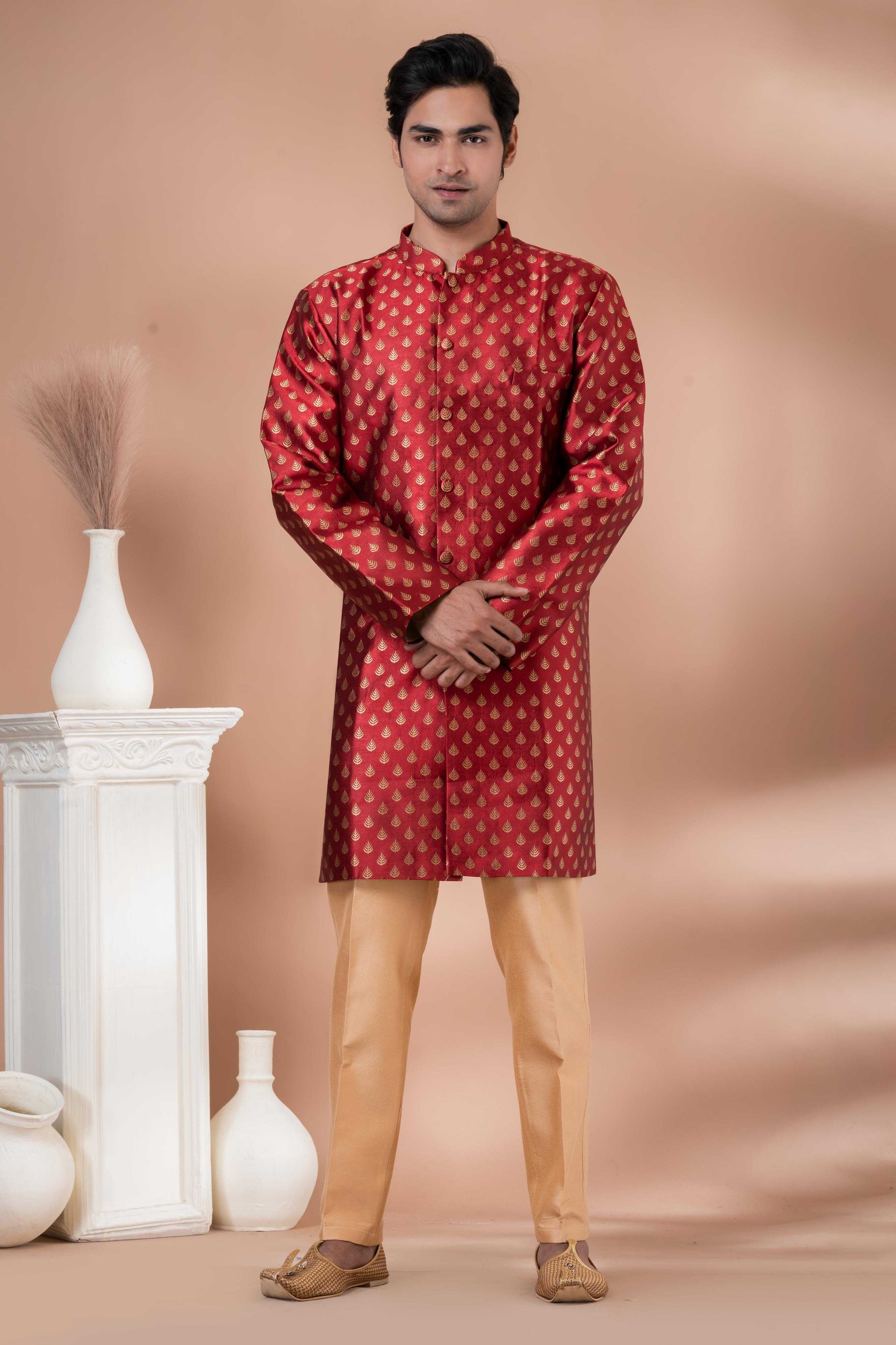 Ynf Jequard Silk RIN223 1713 Mens Wear Wholesale Kurta Set with Jacket Designer Ethnic Set Indo Western Manufacturer- Kapda Export