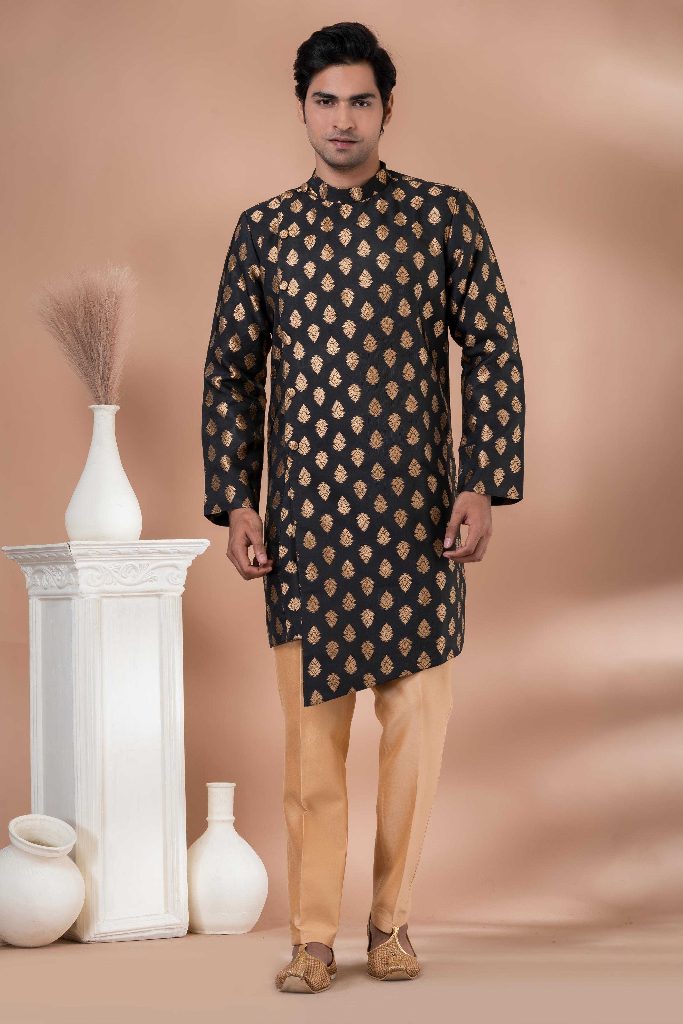 Ynf Jequard Silk RIN223 1714 Mens Wear Wholesale Kurta Set with Jacket Designer Ethnic Set Indo Western Manufacturer- Kapda Export