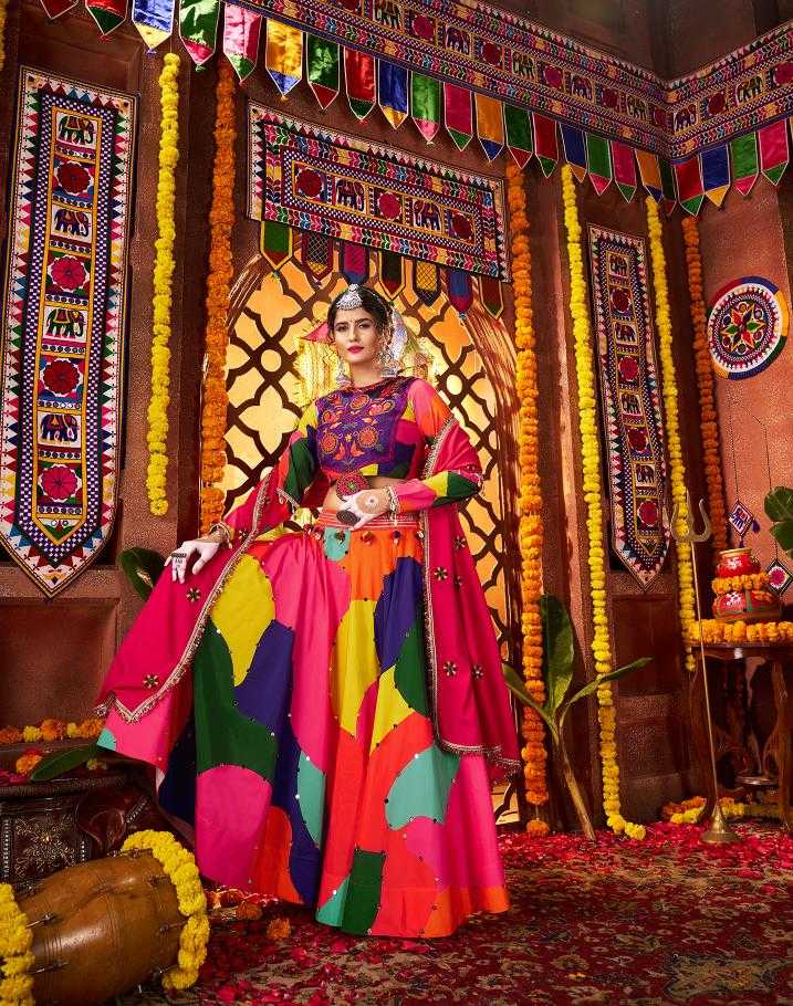 Ynf Muslin RIN202 11052 Lehengas Festive Collections Wholesale Printed Lehenga Mirror Work Lehenga Ram Navami Collections Manufacturer- Kapda Export