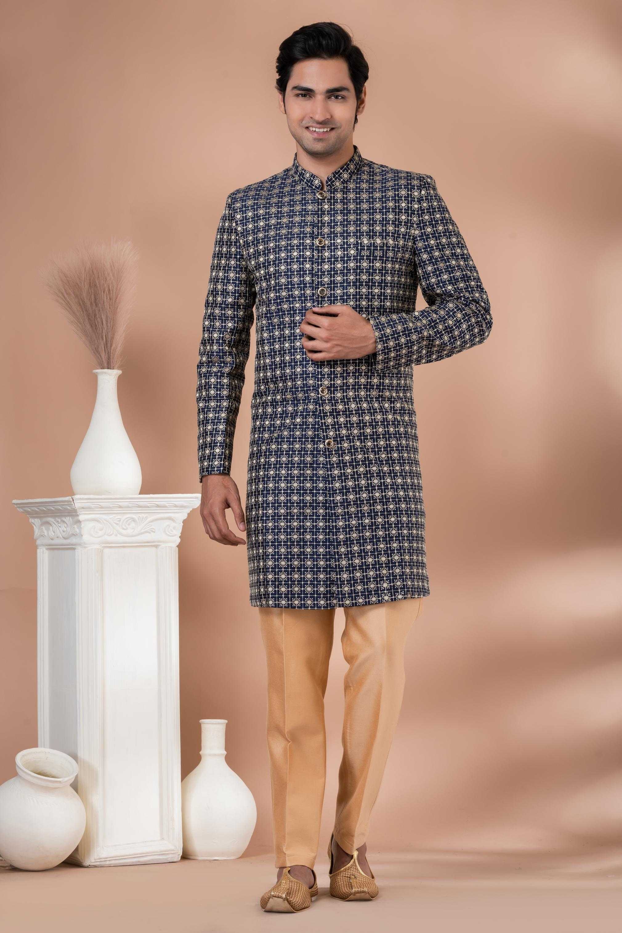 Ynf Silk RIN223 1717 Mens Wear Wholesale Kurta Set with Jacket Designer Ethnic Set Indo Western Manufacturer- Kapda Export