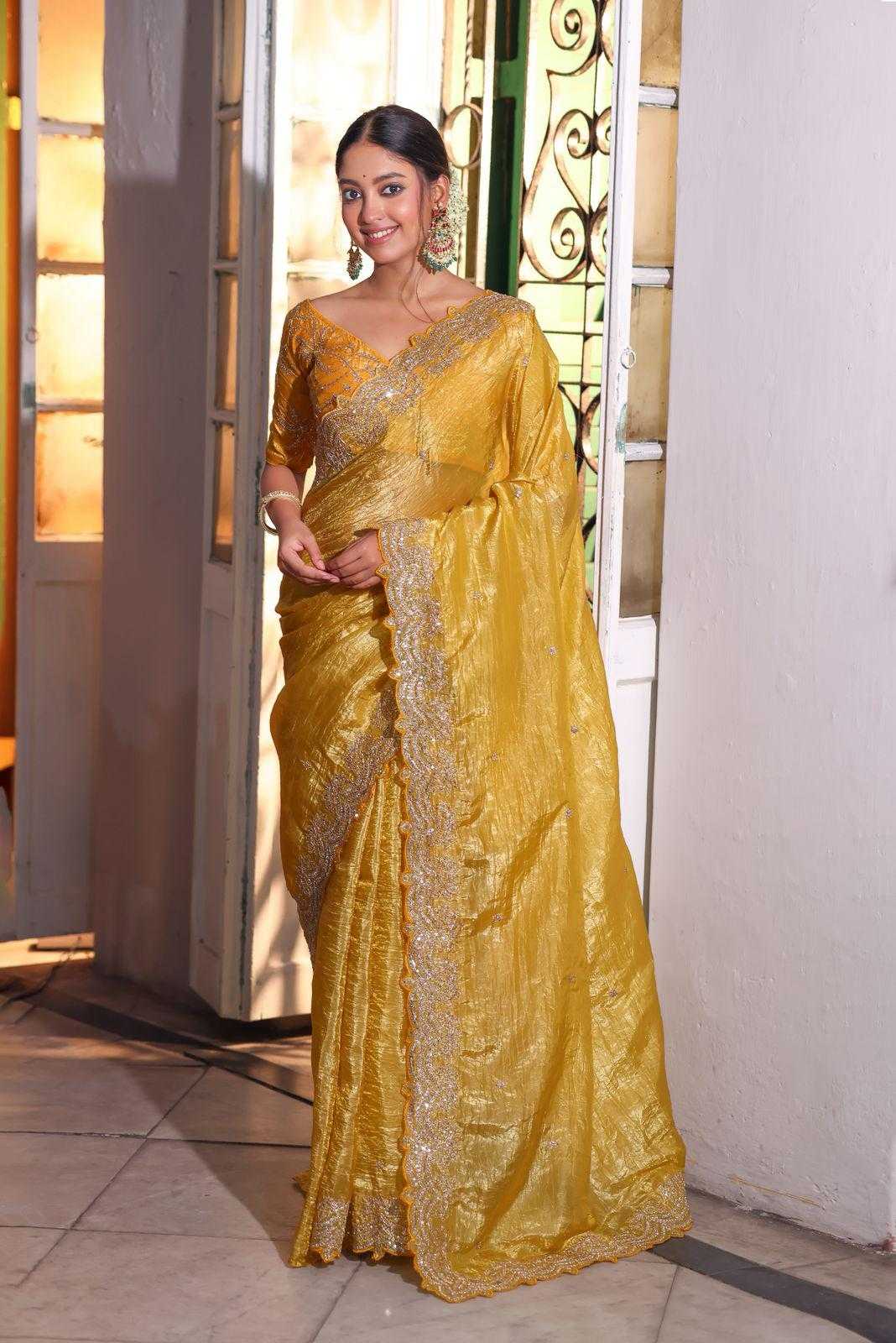 Ynf Soft Gold Crush RIN164 LILA Sarees Wedding Collections Festive Collections Wholesale Embroidered Sarees Yellow Sarees Wedding Outfits Manufacturer- Kapda Export