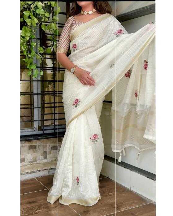 Ynf Tissue Silk KESH500 Rosy Silk Sarees Festive Collections Wholesale Silk Sarees For Weddings White Silk Sarees Onam Collections Manufacturer- Kapda Export