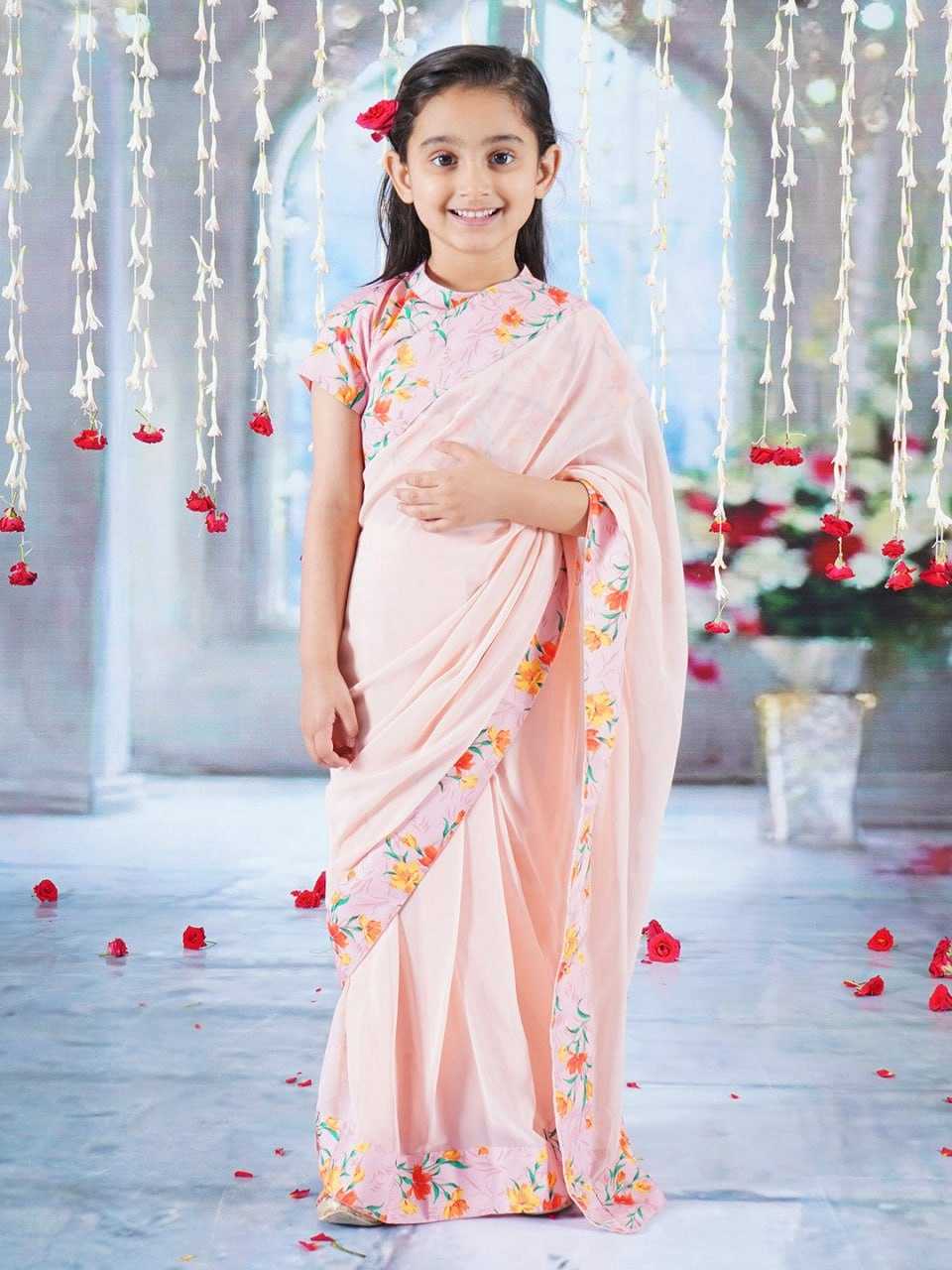 Ynf Georgette KESH505 Hooks Kids Wear Festive Collections Wholesale Kids Saree Dress Kids Festive Wear Kids Party Wear Ethnic Manufacturer- Kapda Export