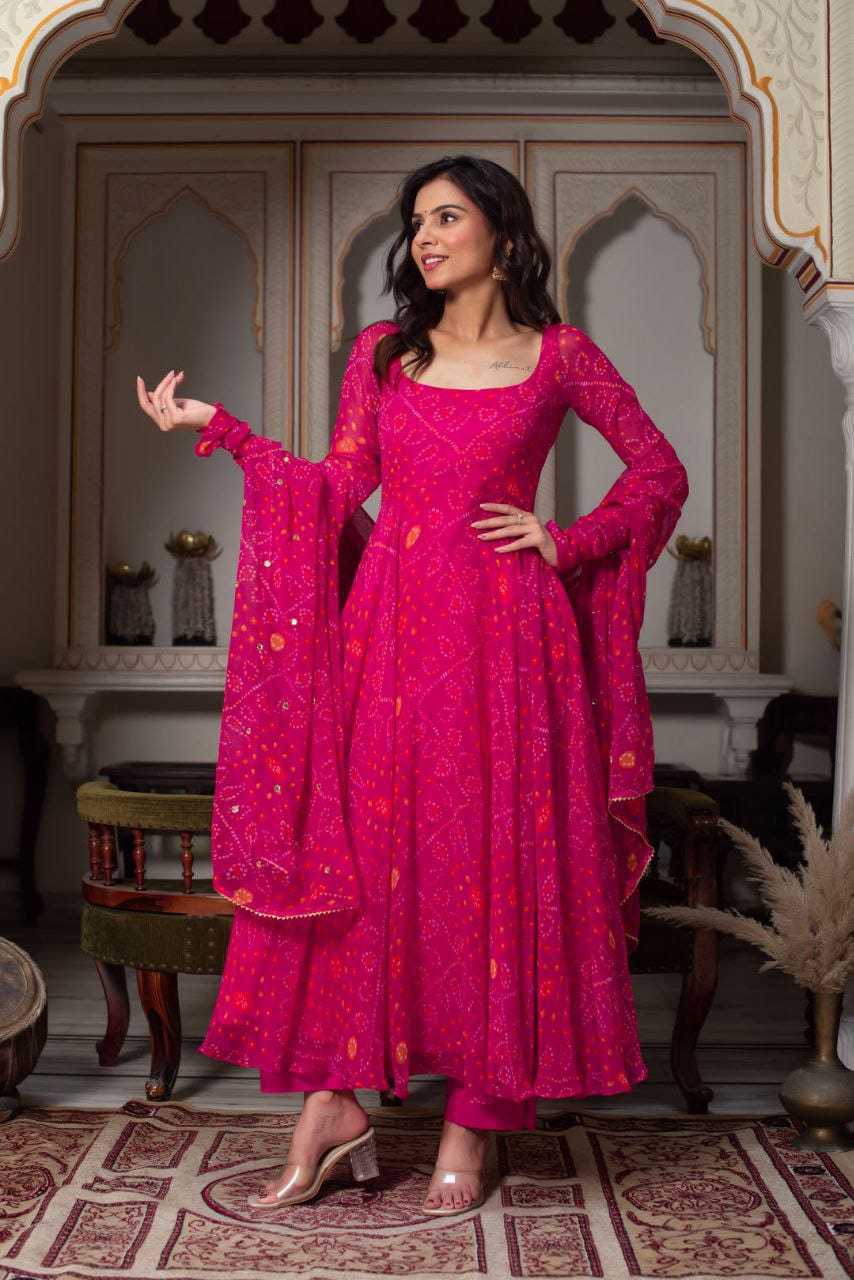 Ynf Georgette RIN157 11 Gowns Plus Size Collections Wholesale Printed Gowns Georgette Gown Pink Gown Manufacturer- Kapda Export