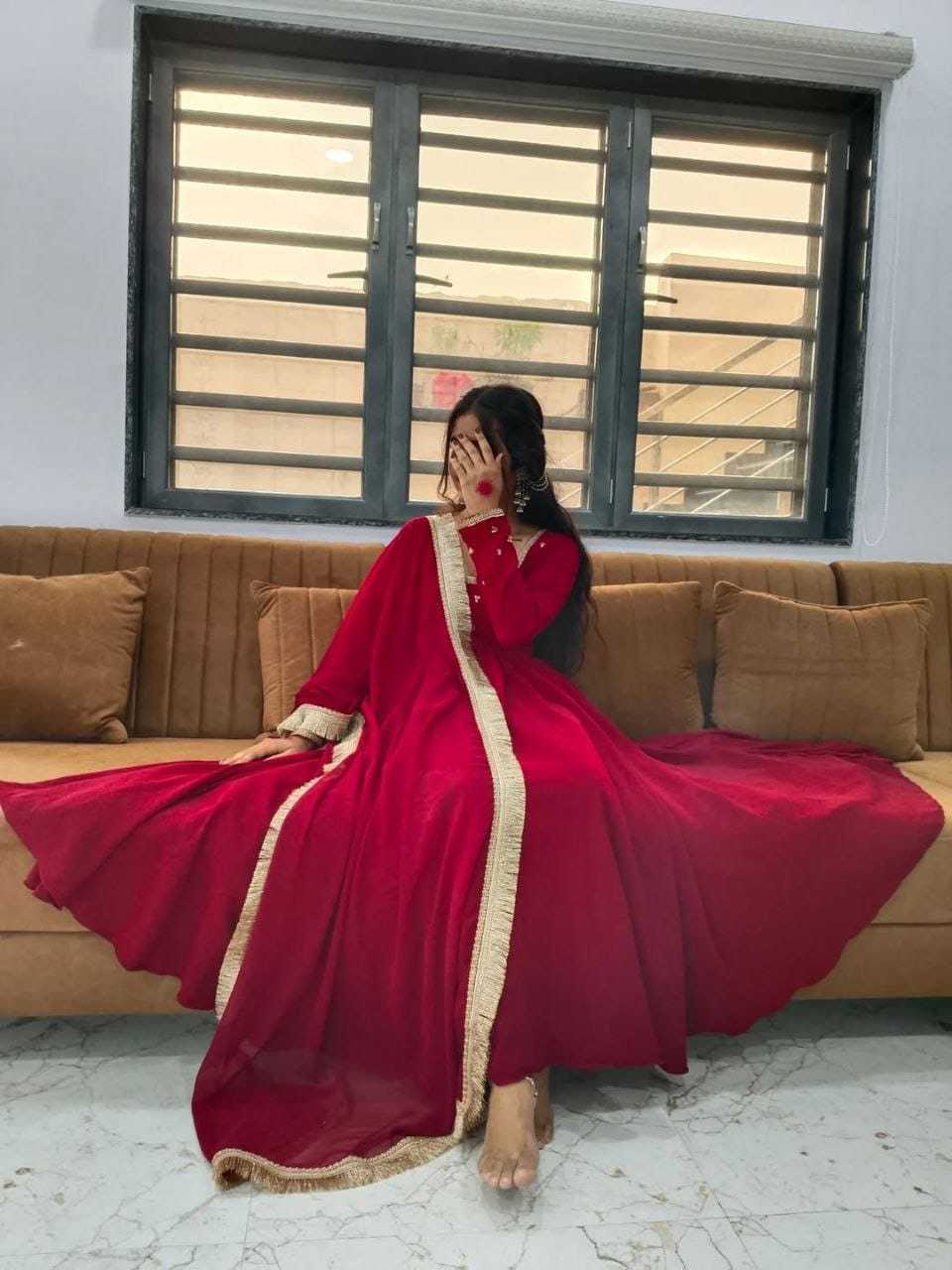 Ynf Georgette RIN157 2174 Gowns Plus Size Collections Wholesale Fancy Gowns Georgette Gown Red Gown Manufacturer- Kapda Export