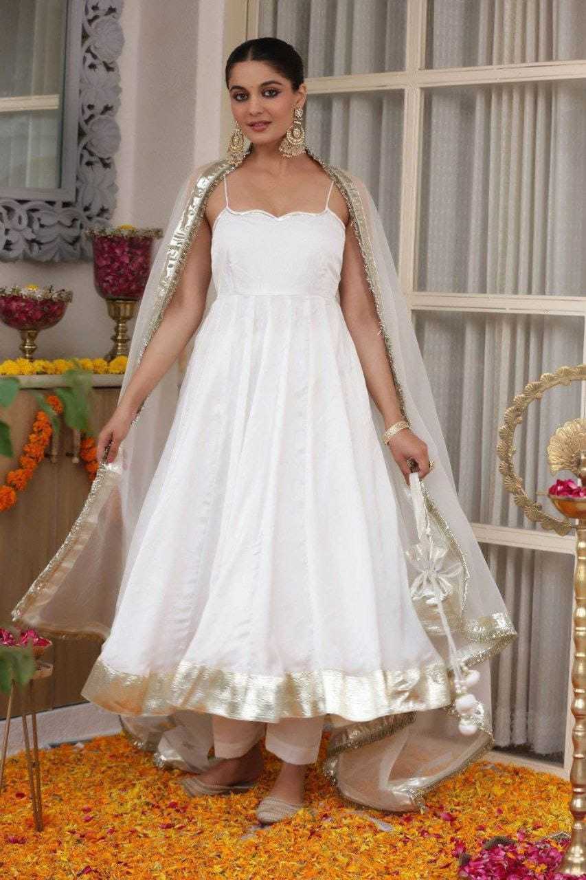 Ynf Georgette RIN157 2180 Gowns Festive Collections Plus Size Collections Wholesale Georgette Gown White Gown Onam Collections Manufacturer- Kapda Export
