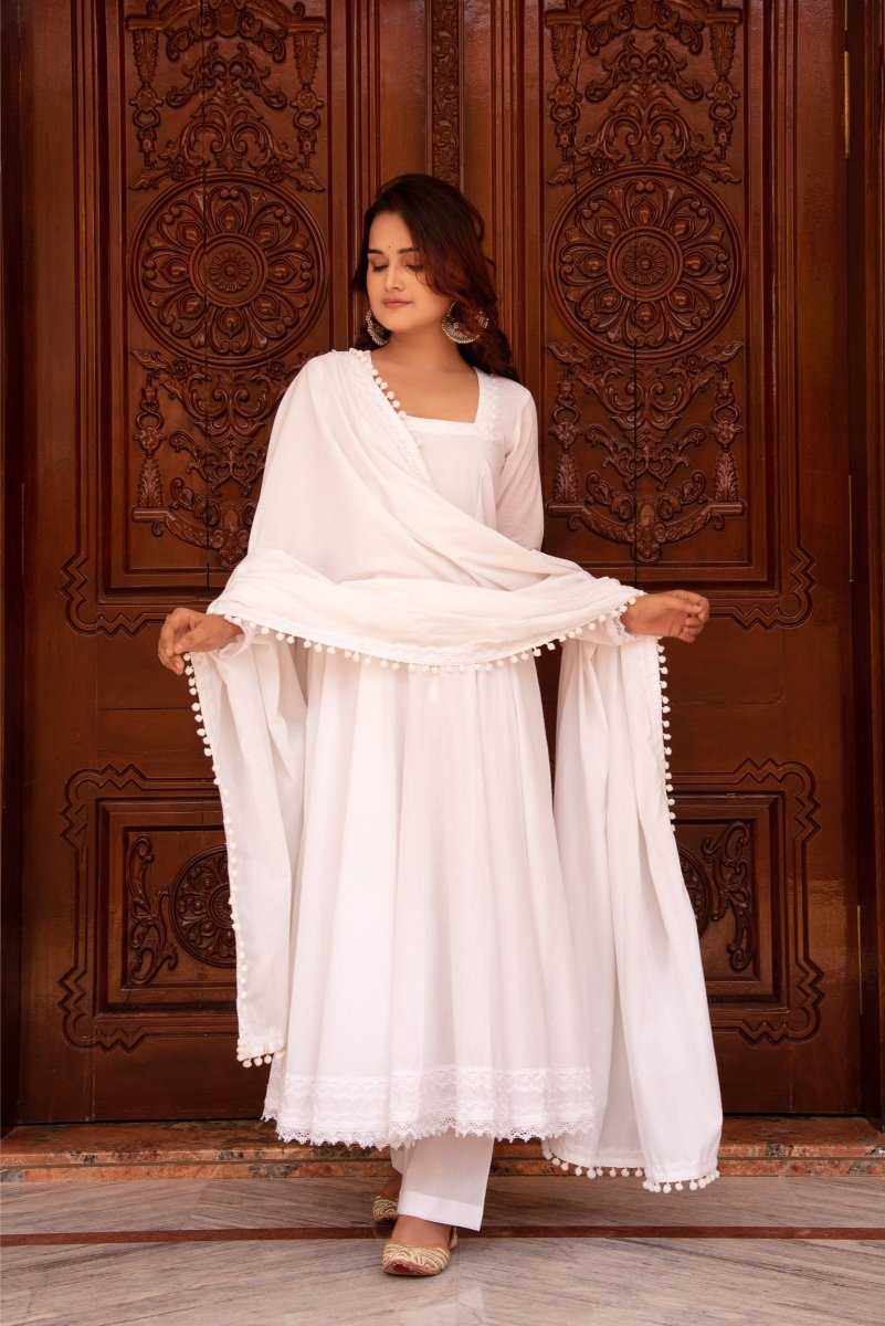 Ynf Georgette RIN157 2207 Gowns Festive Collections Plus Size Collections Wholesale Georgette Gown White Gown Onam Collections Manufacturer- Kapda Export