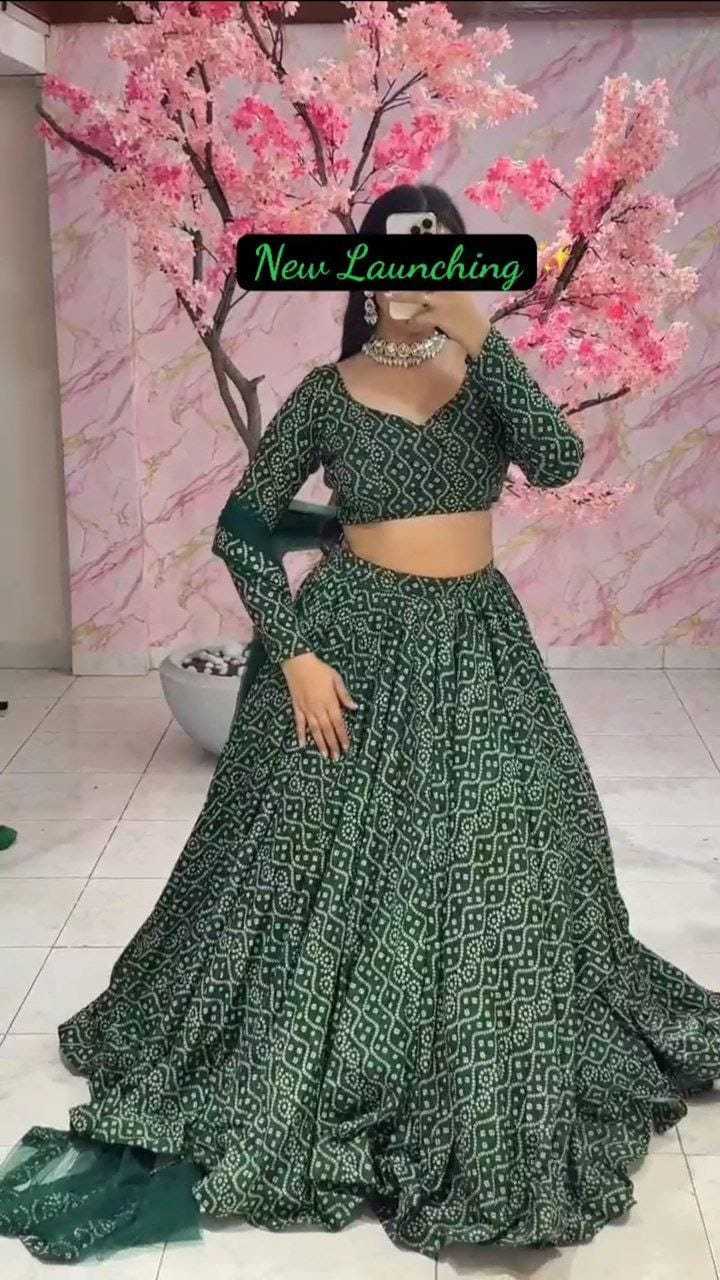 Ynf Georgette RIN157 LEHENGA-06 Lehengas Plus Size Collections Wholesale Printed Lehenga Georgette Lehenga Green Lehenga Manufacturer- Kapda Export
