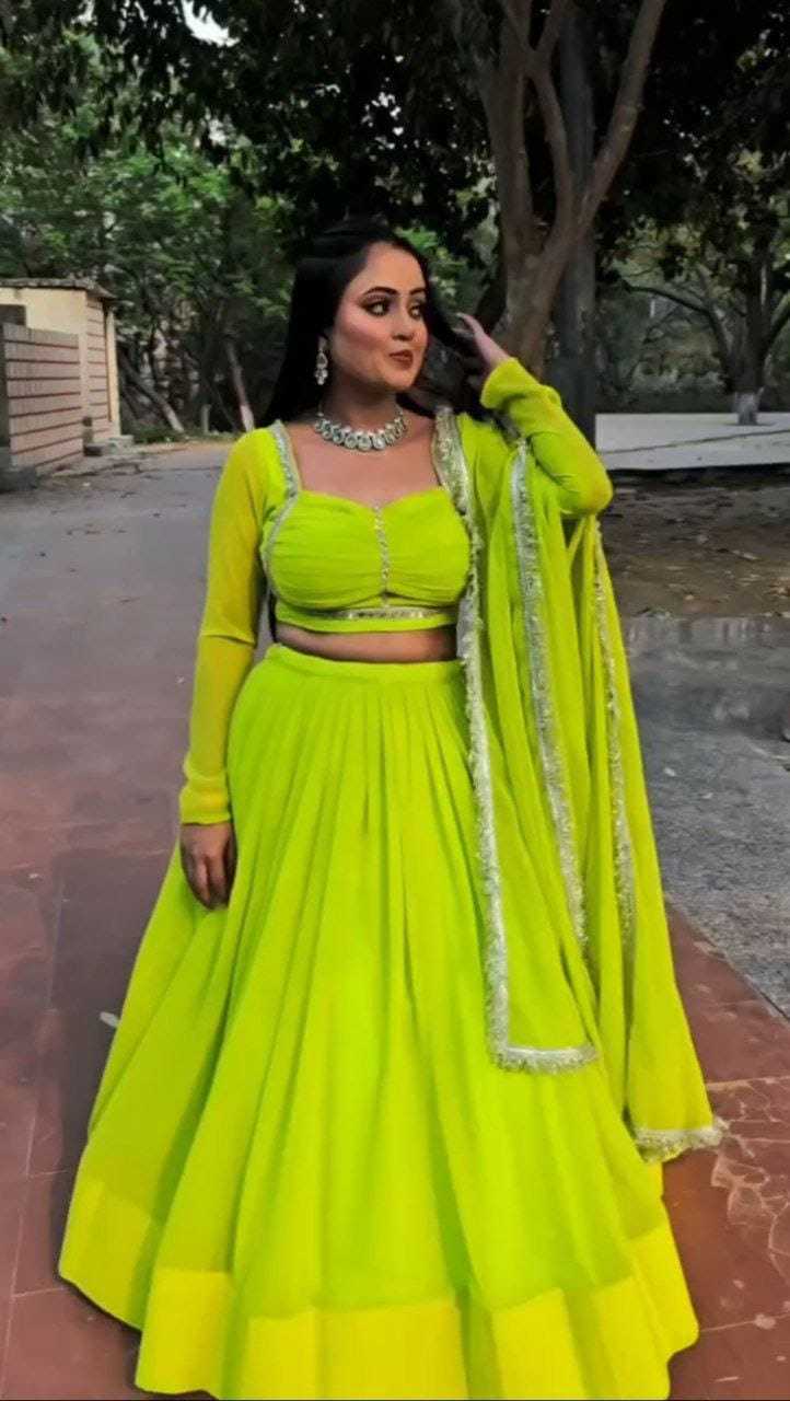 Ynf Georgette RIN157 LEHENGA-07 Lehengas Plus Size Collections Wholesale Designer Lehenga Georgette Lehenga Green Lehenga Manufacturer- Kapda Export