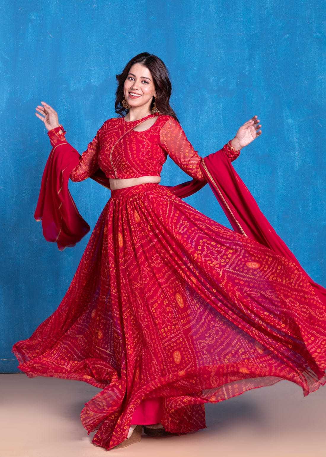 Ynf Georgette RIN157 LEHENGA-10 Lehengas Plus Size Collections Wholesale Printed Lehenga Georgette Lehenga Red Lehenga Manufacturer- Kapda Export