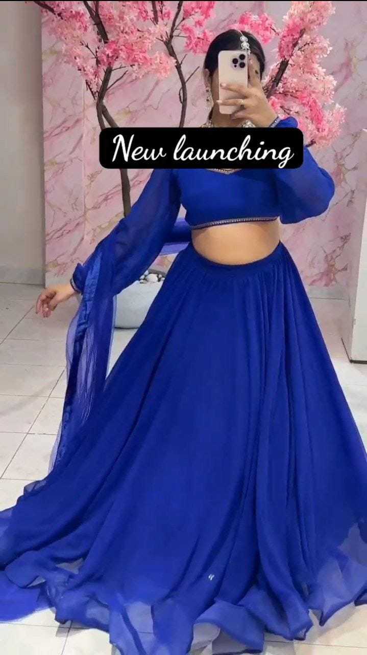 Ynf Georgette RIN157 LEHENGA-15 Lehengas Plus Size Collections Wholesale Designer Lehenga Georgette Lehenga Blue Lehenga Manufacturer- Kapda Export
