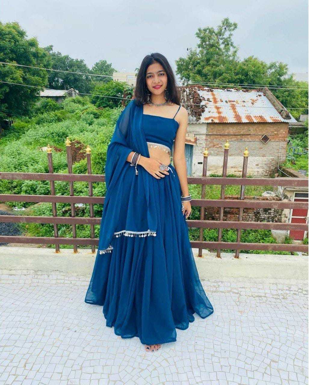 Ynf Georgette RIN157 LEHENGA-18 Lehengas Plus Size Collections Wholesale Designer Lehenga Georgette Lehenga Blue Lehenga Manufacturer- Kapda Export