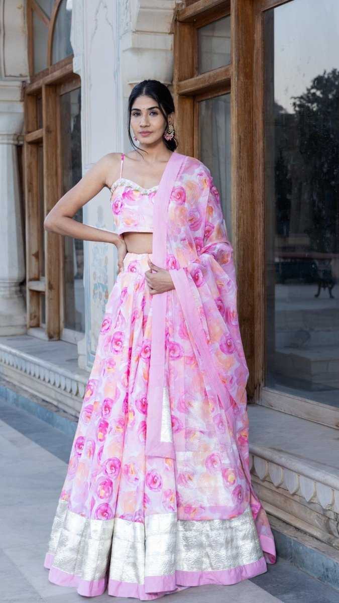 Ynf Georgette RIN157 PB LEHENGA-25 Lehengas Plus Size Collections Wholesale Printed Lehenga Georgette Lehenga Pink Lehenga Manufacturer- Kapda Export