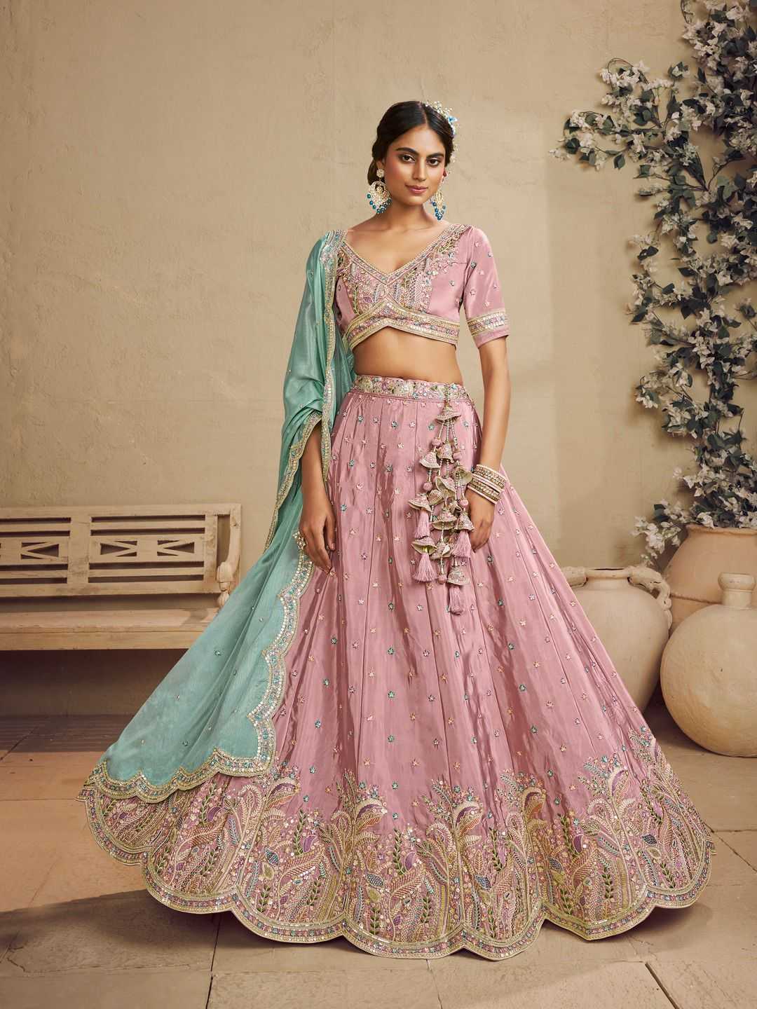 Ynf Satin Silk KESH530 6138 Lehengas Wedding Collections Festive Collections Wholesale Silk Lehenga Designer Lehenga Choli Pink Lehenga Manufacturer- Kapda Export