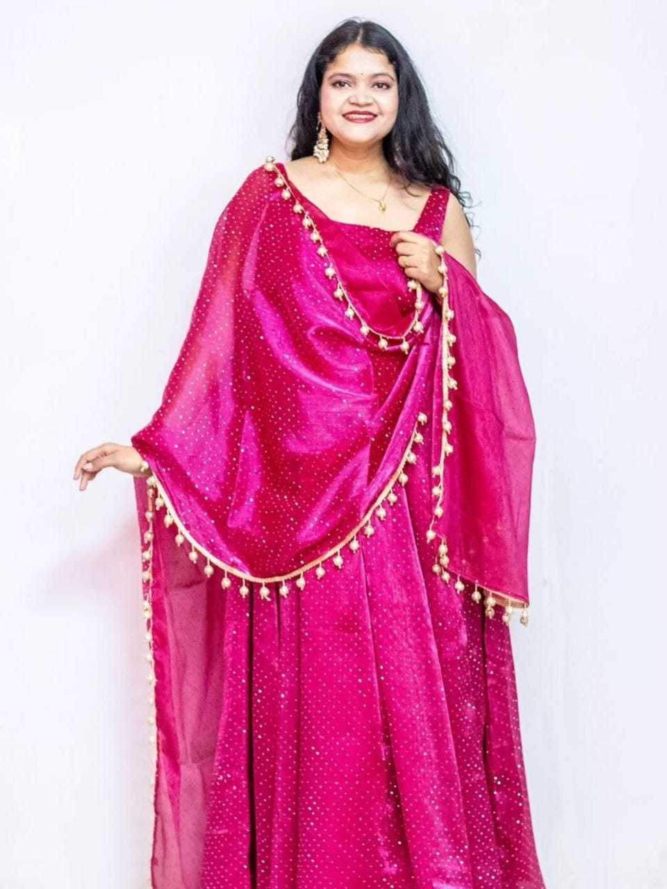 Ynf Silk RIN157 2178 Gowns Plus Size Collections Wholesale Designer Gowns Silk Gowns Pink Gown Manufacturer- Kapda Export