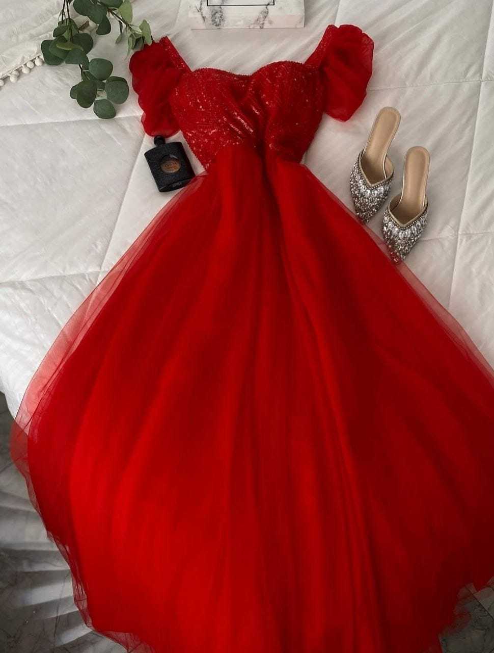 Ynf Soft Net RIN157 2167 Gowns Plus Size Collections Wholesale Net Gowns Party Wear Gowns Red Gown Manufacturer- Kapda Export
