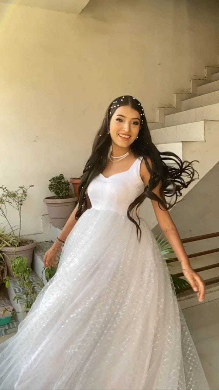 Ynf Soft Net RIN157 2182 Gowns Festive Collections Plus Size Collections Wholesale Sequin Gowns White Gown Onam Collections Manufacturer- Kapda Export