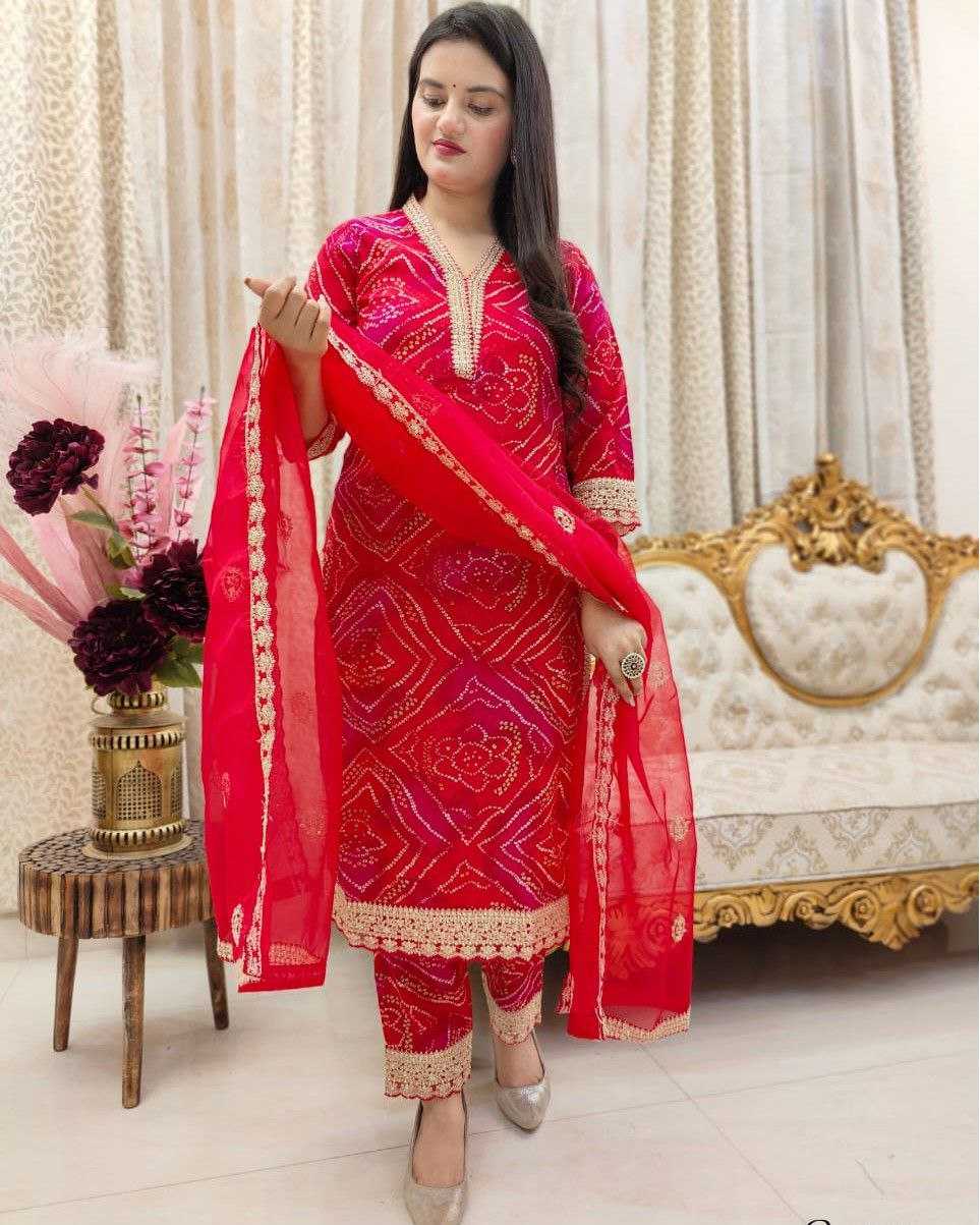 Ynf Soft Silk KESH562 Satrangi Suits & Dresses Wholesale Ladies Suits Embroidery Suits Bandhani Suits Manufacturer- Kapda Export