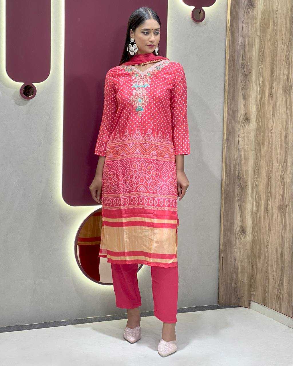 Ynf Chinon KESH501 GOPI Suits & Dresses Wholesale Ladies Suits Embroidery Suits Bandhani Suits Manufacturer- Kapda Export