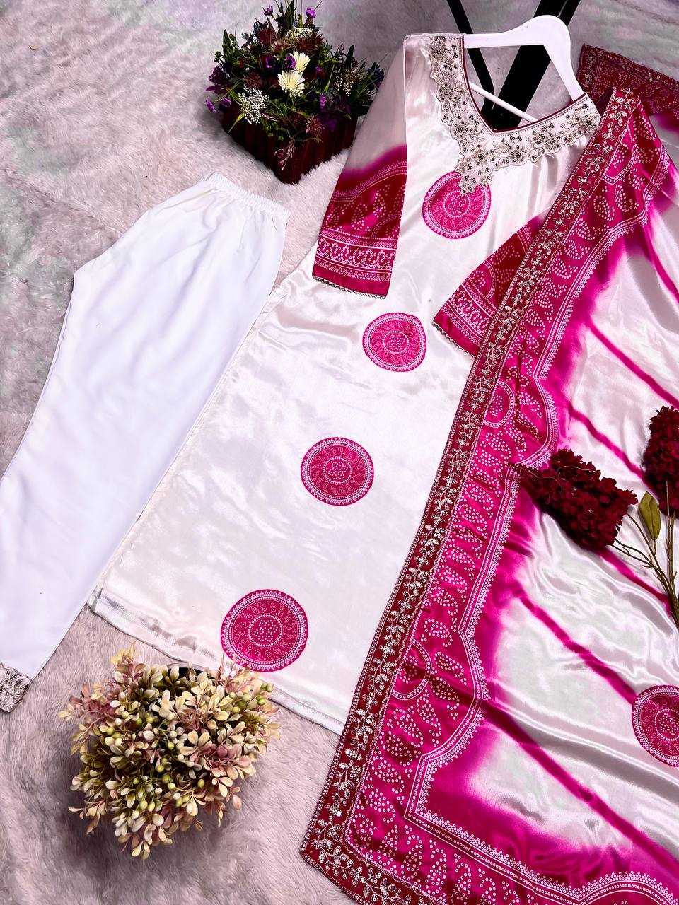 Ynf Chinon Silk KESH159 1046 Suits & Dresses Wholesale Printed Suits Ladies Silk Suit White Salwar Suit Manufacturer- Kapda Export