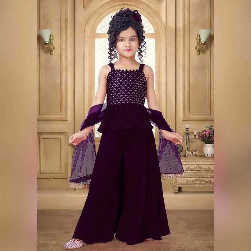 Ynf Crepe KESH461 166 Kids Wear Wholesale Kids Top & Pant Embroidered Frock Kids Festive Wear Manufacturer- Kapda Export