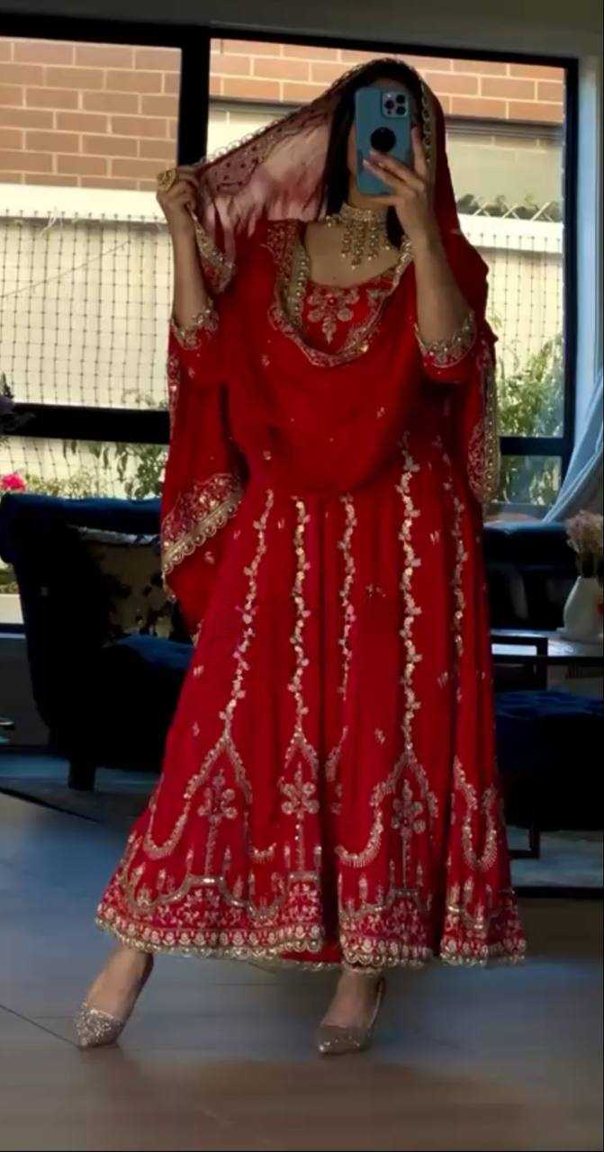 Ynf Crepe KESH528 3065 Gowns Wholesale Embroidery Gowns Anarkali Gown Maroon Gown Manufacturer- Kapda Export