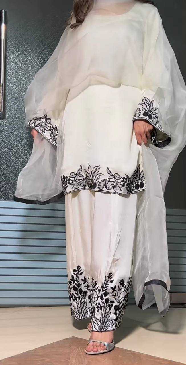 Ynf Crepe Silk KESH528 2009 Suits & Dresses Wholesale Embroidery Suits Silk Suits White Salwar Suit Manufacturer- Kapda Export