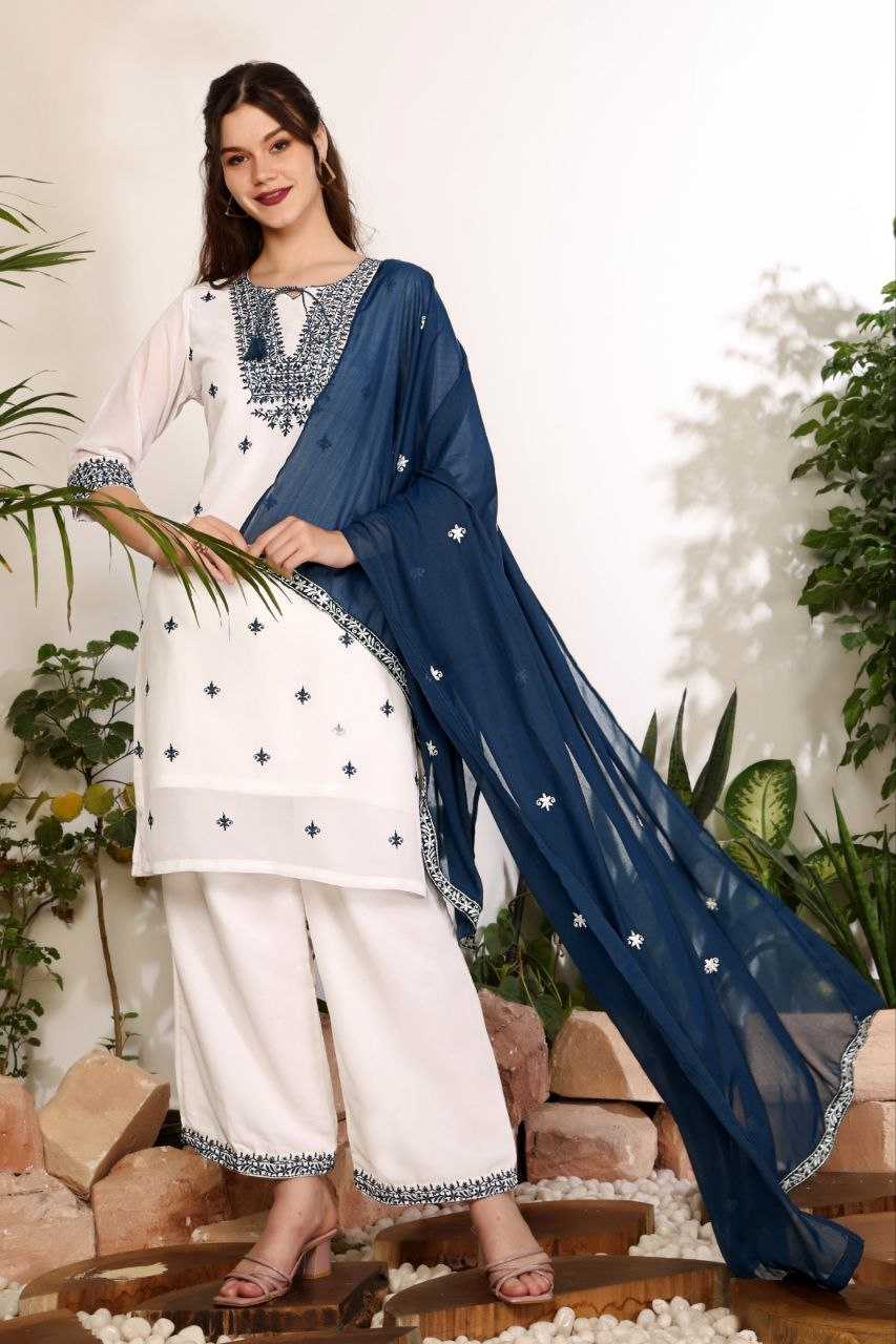 Ynf Georgette KESH191 001 Suits & Dresses Wholesale Embroidery Suits Party wear suits White Salwar Suit Manufacturer- Kapda Export