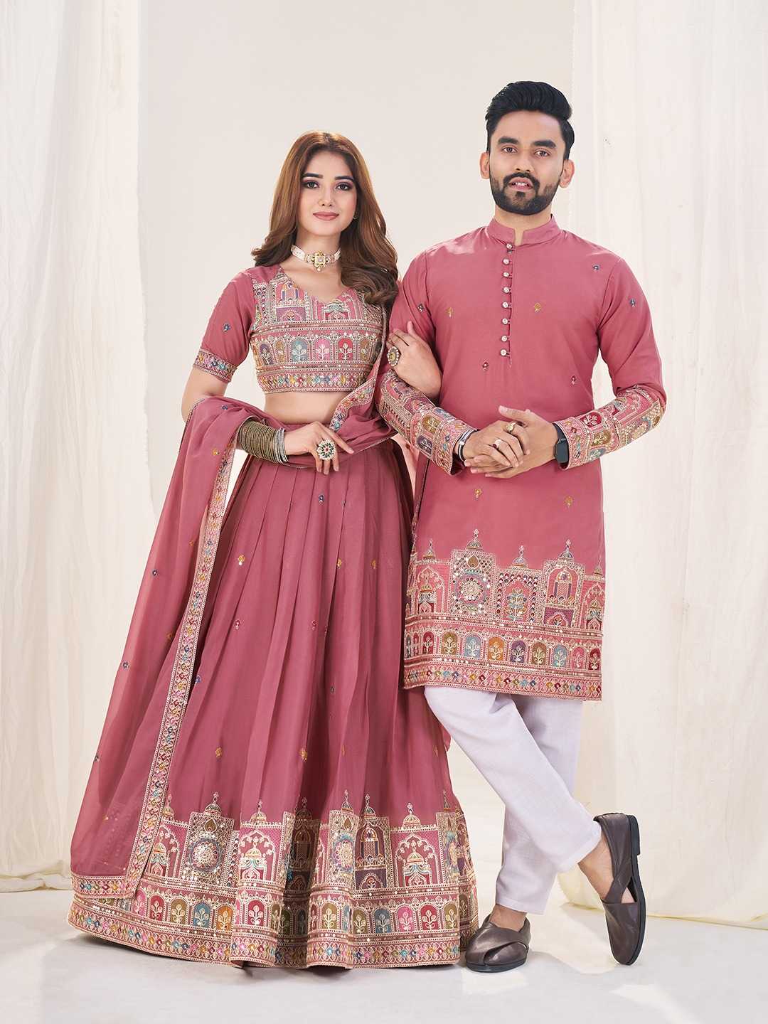 Ynf Georgette KESH530 SS Couple 4 Couple Wear Wholesale Festive Matching Couple Dresses Manufacturer- Kapda Export