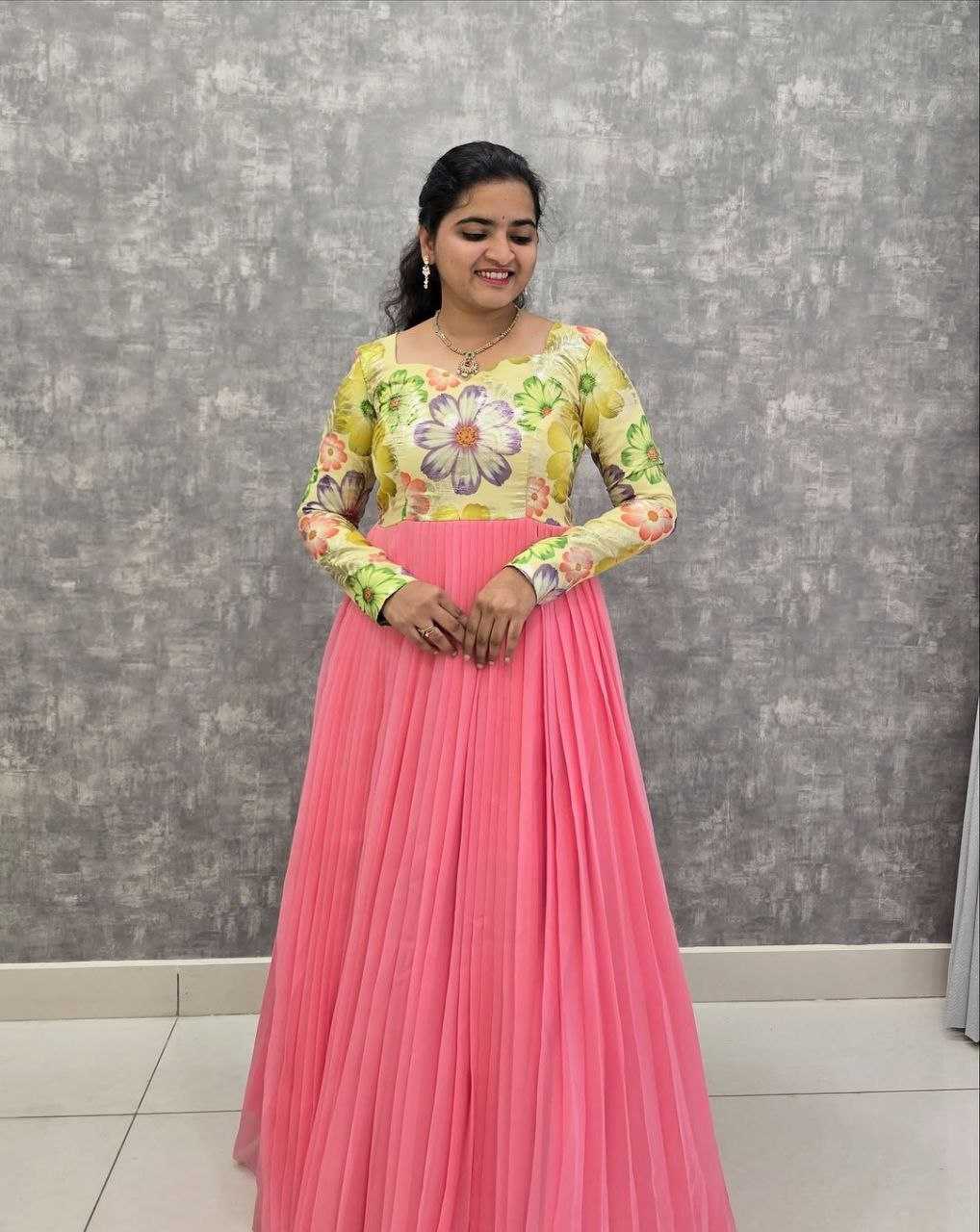 Ynf Georgette RIN157 PB-46 Gowns Wholesale Fancy Gowns Embroidery Gowns Floral Print Gowns Manufacturer- Kapda Export