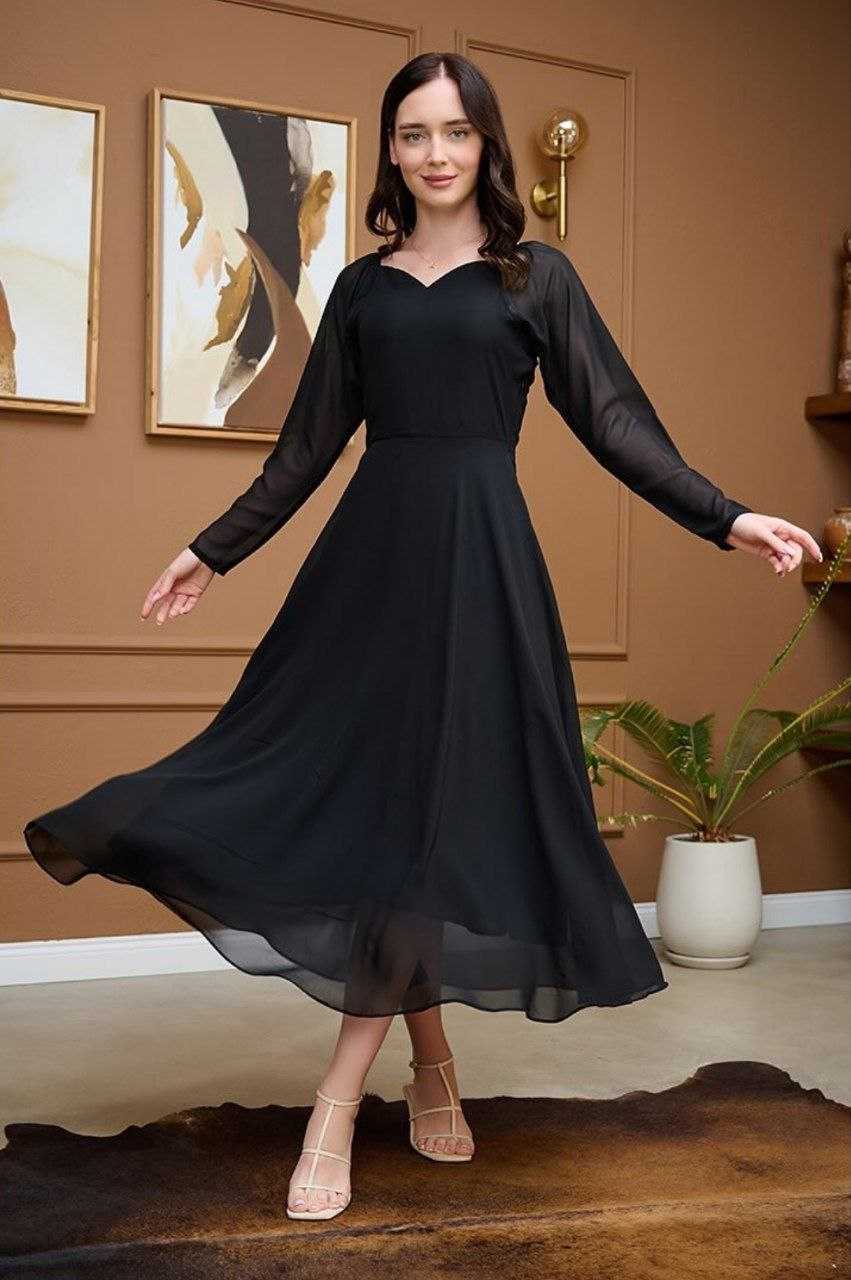 Ynf Georgette RIN157 PC-2033 Gowns Plus Size Collections Wholesale Fancy Gowns Party Wear Gowns Black Gown Manufacturer- Kapda Export