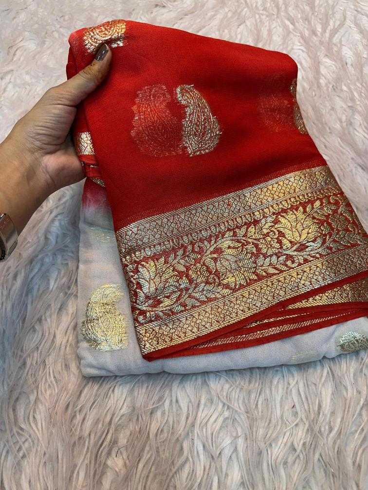 Ynf Georgette RIN198 MAA KALI Sarees Festive Collections Wholesale Georgette Sarees White Sarees Durga Pooja Sarees Manufacturer- Kapda Export
