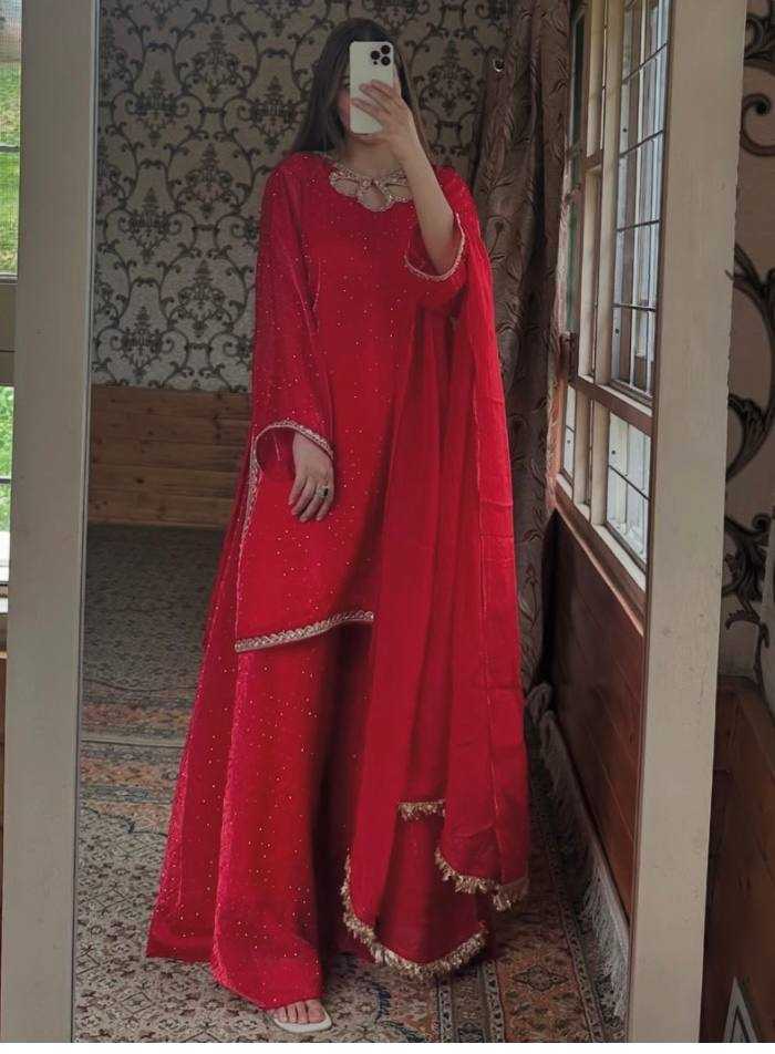 Ynf Jimmy Choo KESH523 301 Suits & Dresses Wholesale Ladies Suits Silk Suits Red Salwar Suit Manufacturer- Kapda Export