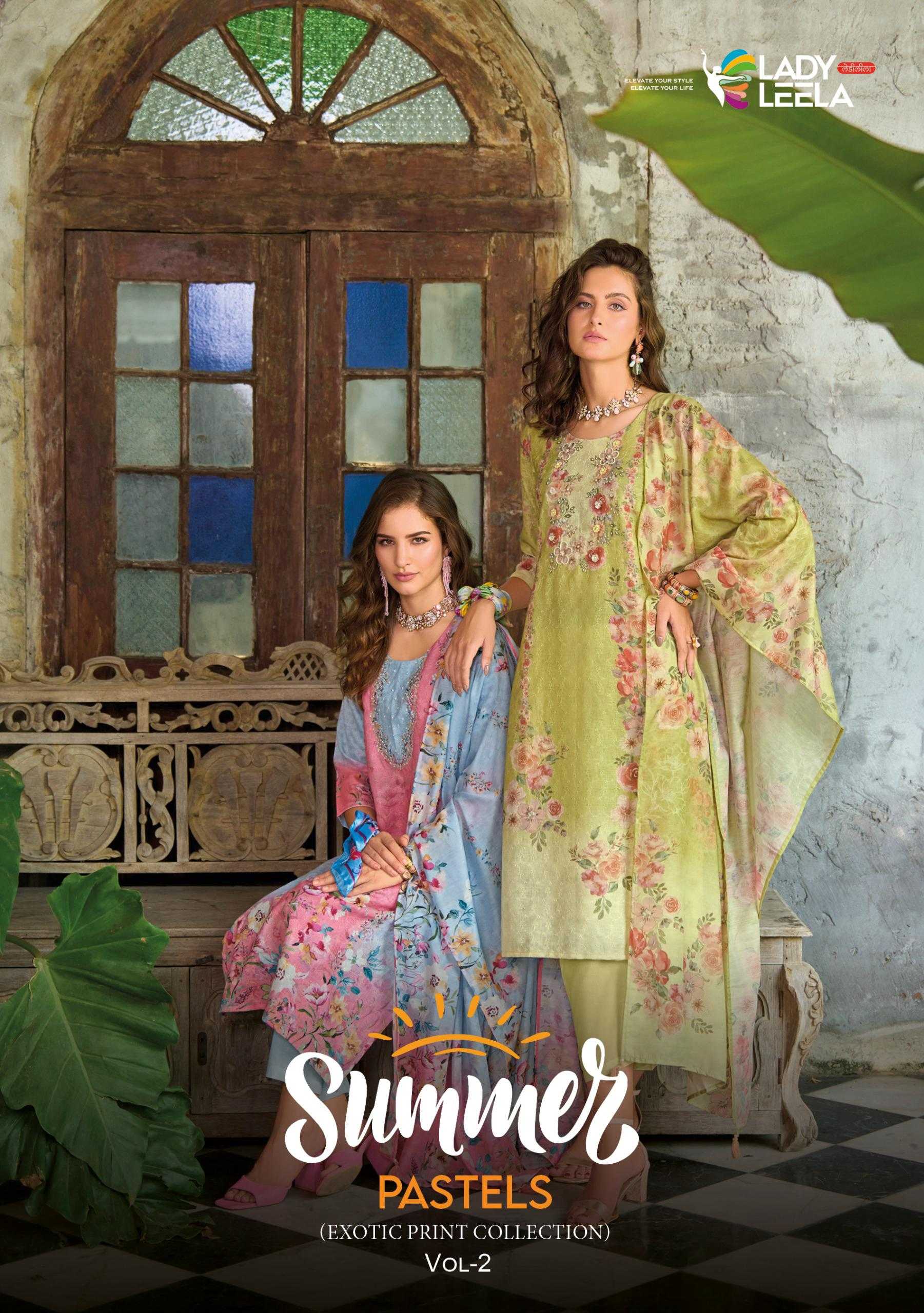 Ynf Linen RIN190 LADY LEELA SUMMER PASTELS-2 Setwise Collections Wholesale Dresses & Suits Catalogs Manufacturer- Kapda Export