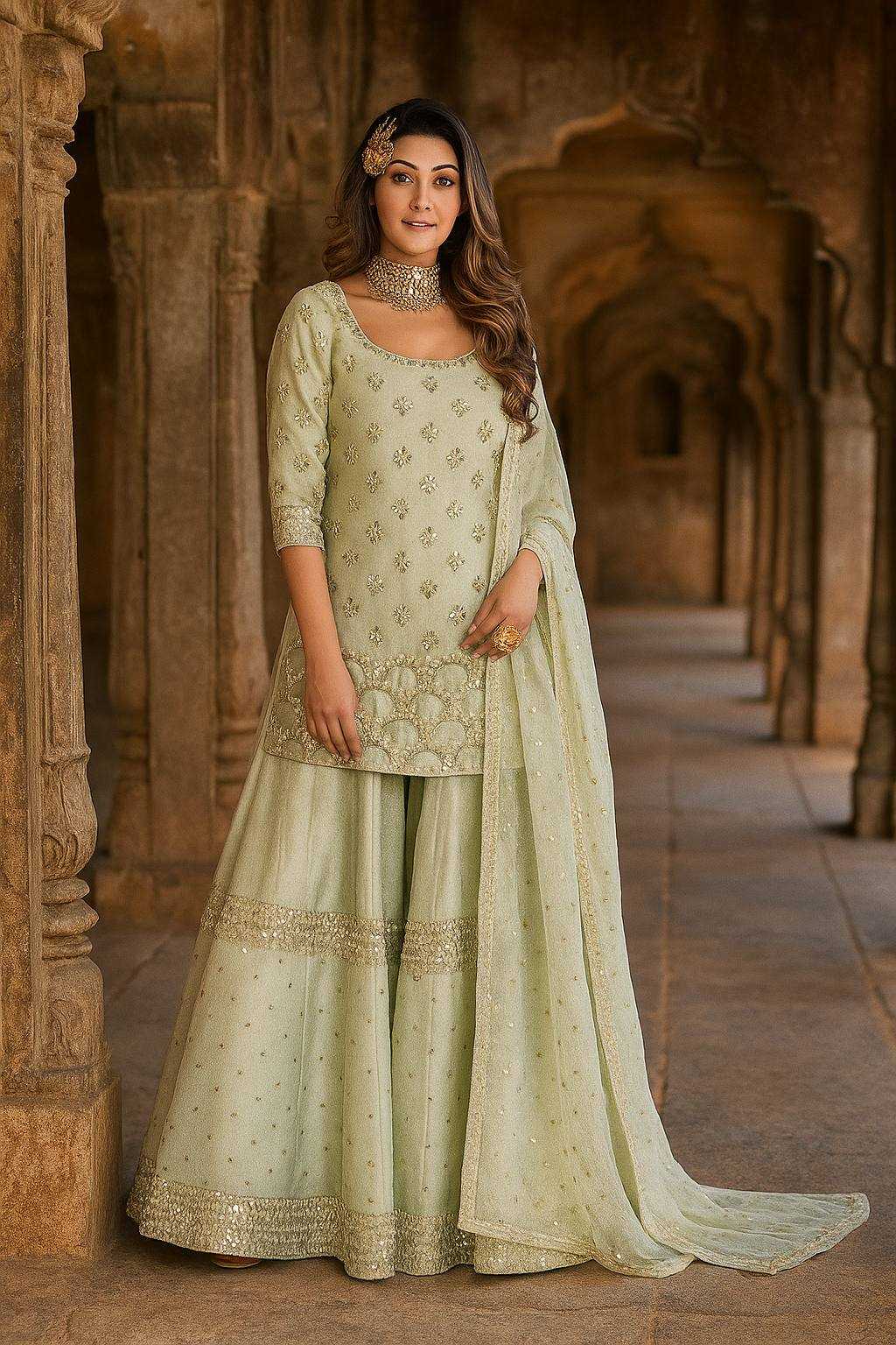 Ynf Nylon RIN213 L348 Suits & Dresses Wholesale Sharara Salwar Suits Embroidery Suits White Salwar Suit Manufacturer- Kapda Export