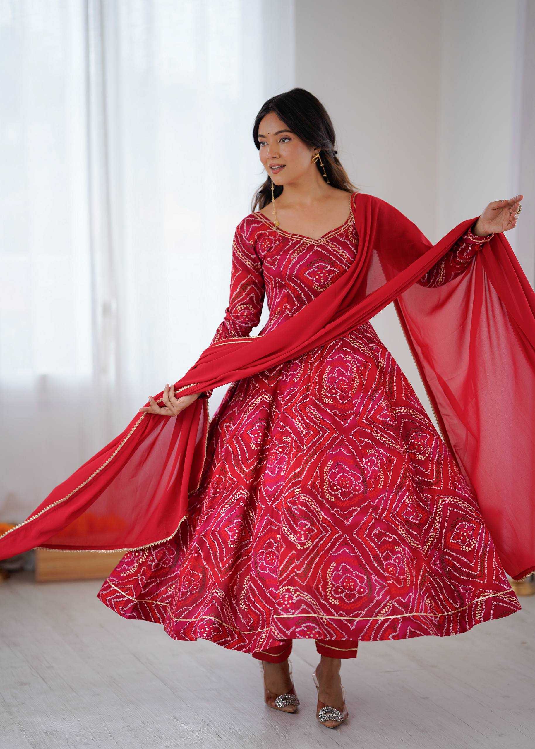 Ynf Reyon Cotton KESH513 487 Gowns Wholesale Printed Gowns Anarkali Gown Red Gown Manufacturer- Kapda Export