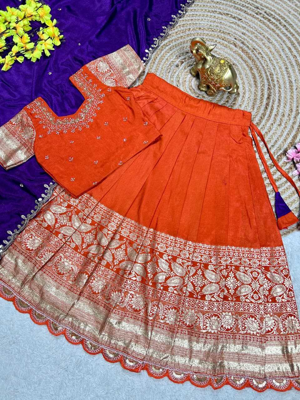 Ynf Tissue Silk KESH505 dazzle Kids Wear Wholesale Kids Ethnic Wear Kids Lehenga Choli Kids Navratri Outfits Manufacturer- Kapda Export