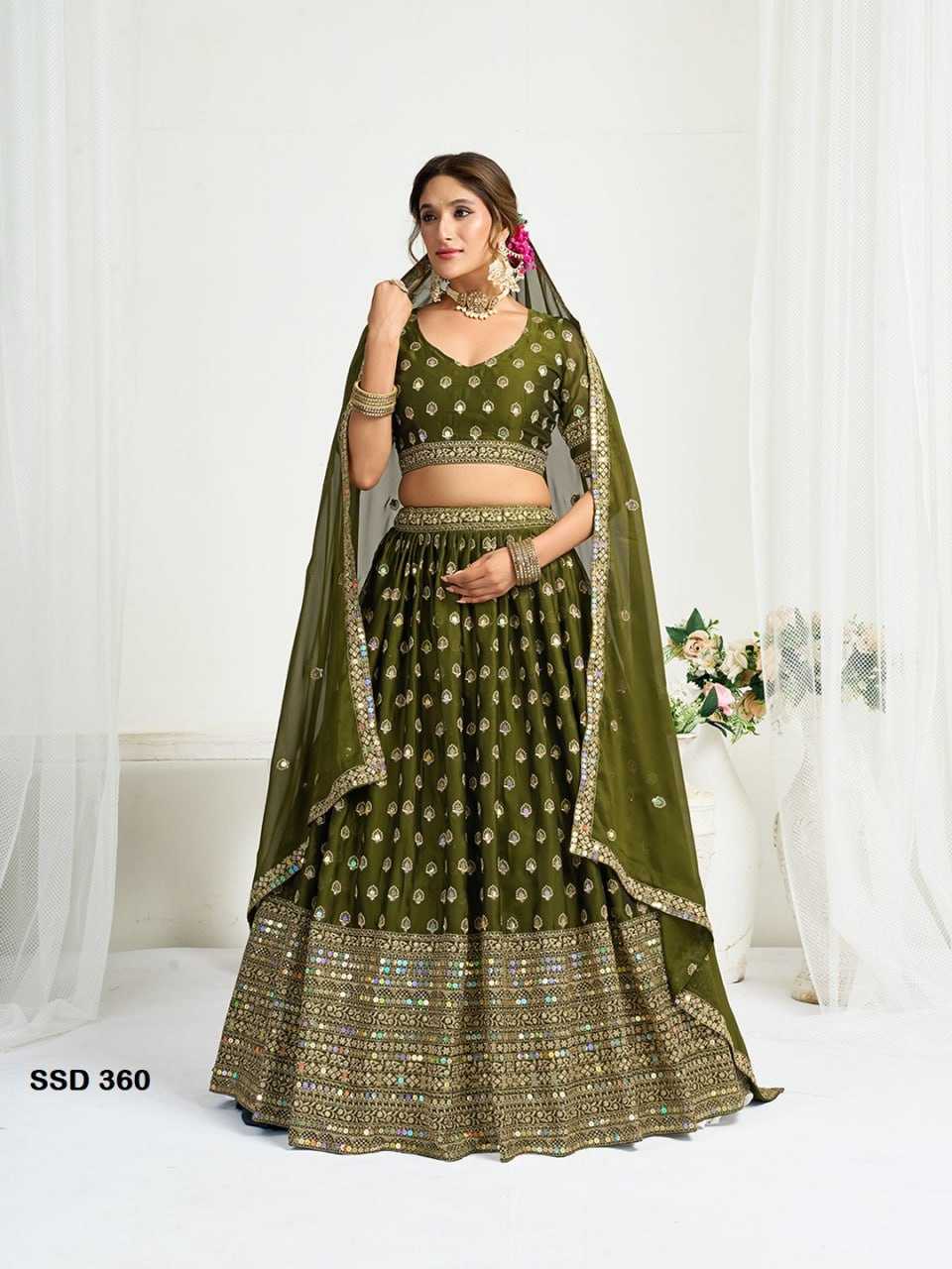 Ynf Chinon Silk RIN131 360 Lehengas Wholesale Traditional Lehenga Embroidered Lehenga Lehenga For Mehndi Manufacturer- Kapda Export