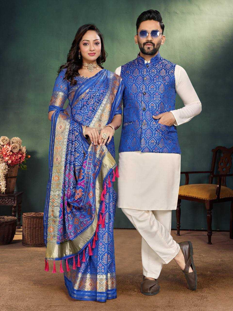 Ynf Cotton KESH620 MOH-MAYA-2 Couple Wear Wholesale Couple Matching Ethnic Outfits Couple Kurta Pajama and Saree Sets Party Wear Couple Ethnic Collection Manufacturer- Kapda Export