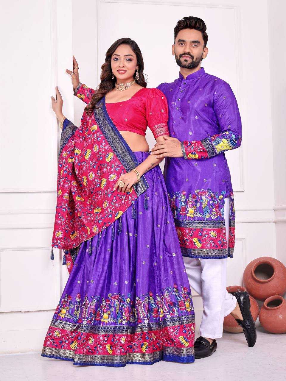 Ynf Dola Silk KESH620 SWEET HEART-2 Couple Wear Wholesale Couple Matching Ethnic Outfits Festive Matching Couple Dresses Designer Ethnic Outfits for Couples Manufacturer- Kapda Export