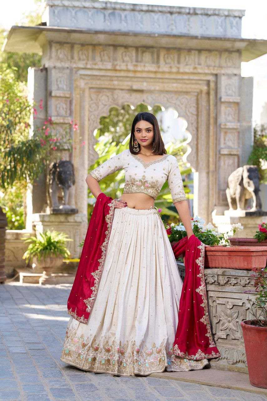 Ynf Georgette KESH511 ANOKHI Lehengas Wholesale Traditional Lehenga Embroidered Lehenga White Lehenga Manufacturer- Kapda Export