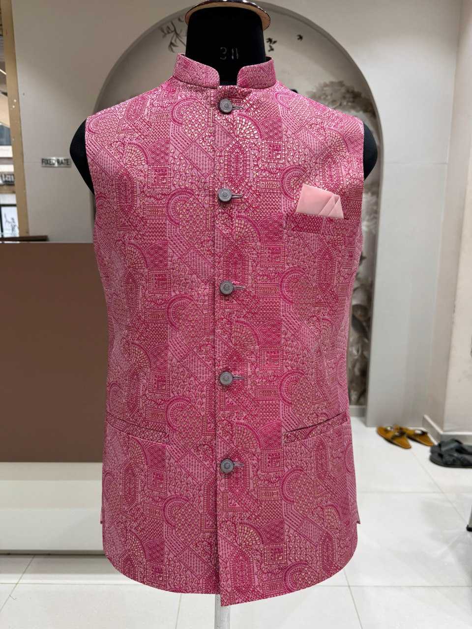 Ynf Jacquard KESH629 All Over Mens Wear Wholesale Nehru Jacket Festive & Wedding Coats Ethnic Waistcoats Manufacturer- Kapda Export