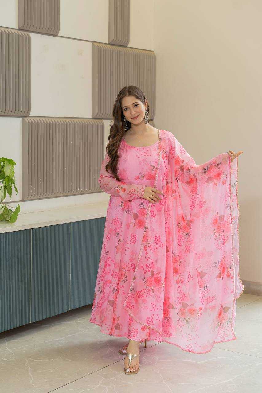 Ynf Organza KESH617 14 Gowns Wholesale Printed Gowns Fancy Gowns Lightweight Gowns Manufacturer- Kapda Export