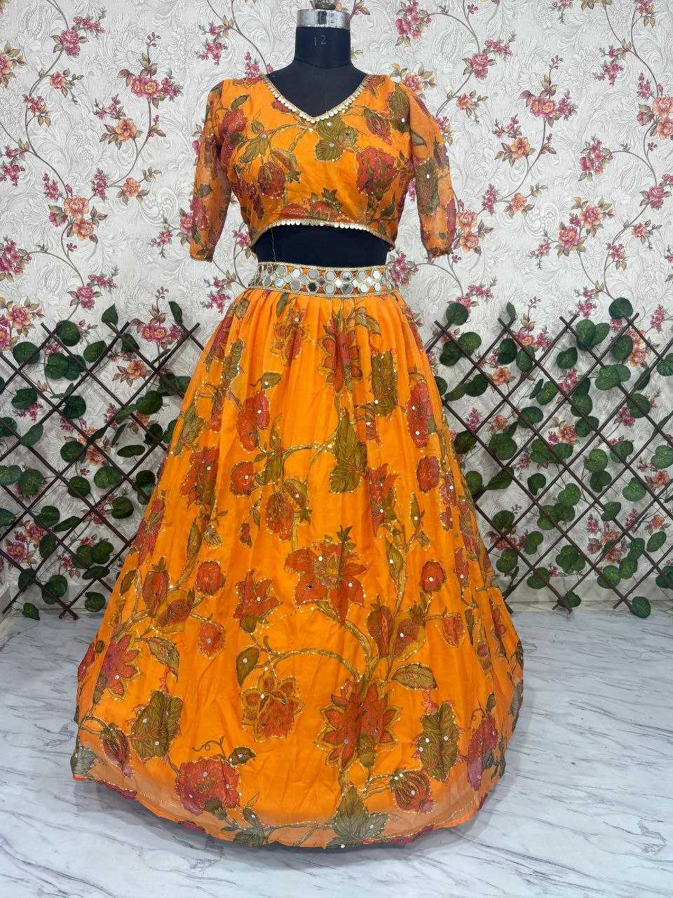 Ynf Tabby Silk KESH508 1091 Lehengas Festive Collections Wholesale Printed Lehenga Designer Lehenga Choli Mirror Work Lehenga Manufacturer- Kapda Export